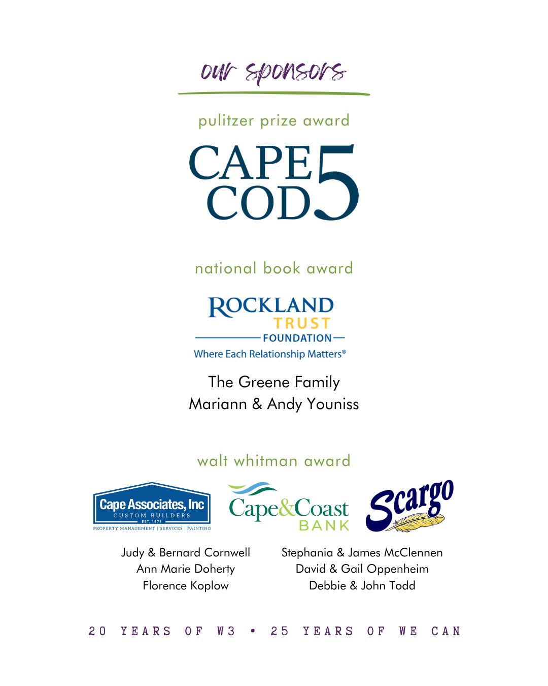 We are so grateful to have the support of so many incredible sponsors for this year’s A Day of Words, Wit & Wisdom! We are looking forward to seeing you on Thursday!