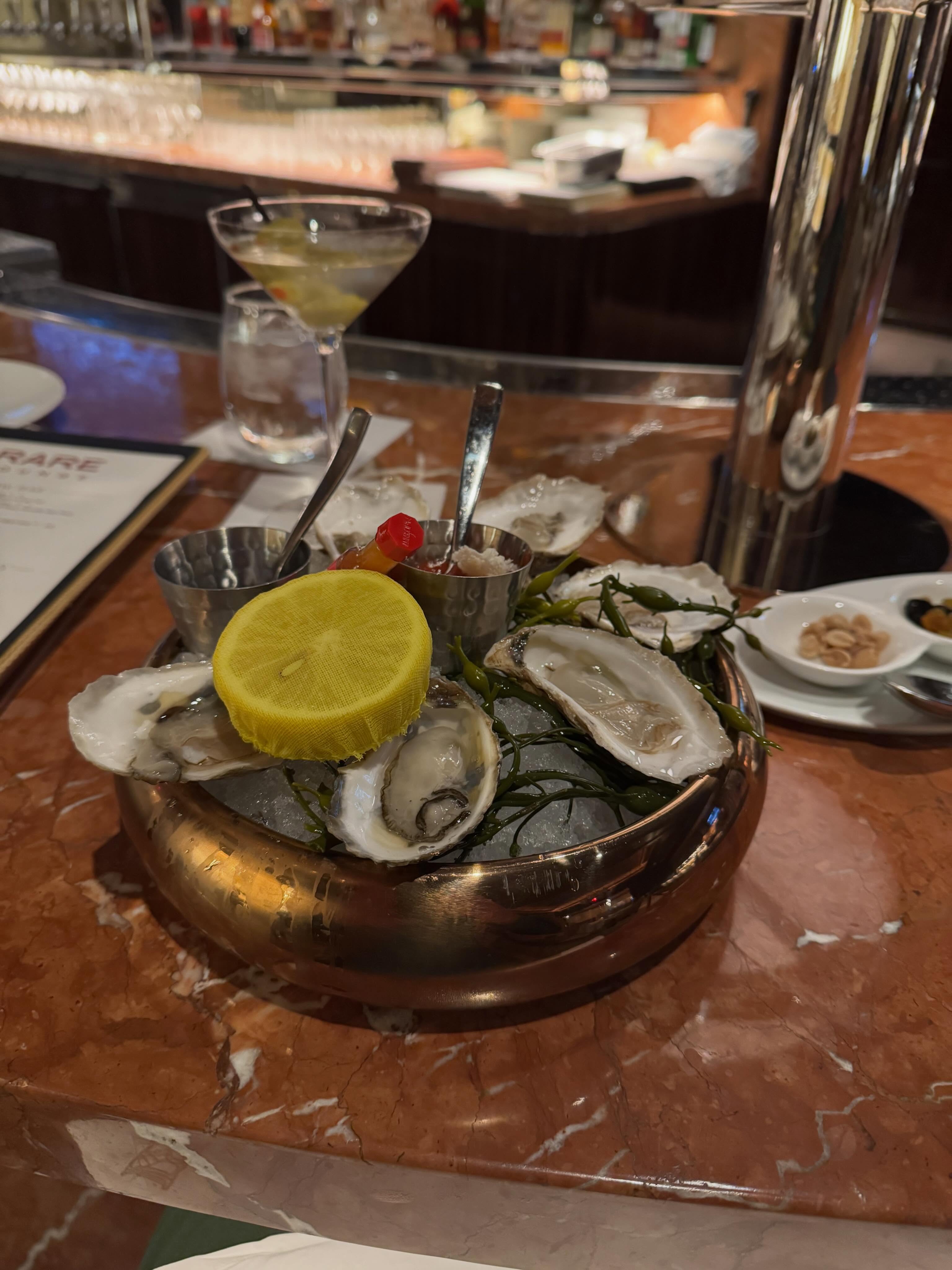 Visited #raresteakhouseencore for a tasty happy hour of $2 local Cape Cod/Maine sourced oysters #yarmouthoysters and #barnstableoysters along with a delicious trio of meaty lobster stuffed rolls. Accompanied by a dirty #bombaysapphiregin Excellrnt service from Cas and Malik. I’ll be back tomorrow night for more oysters!