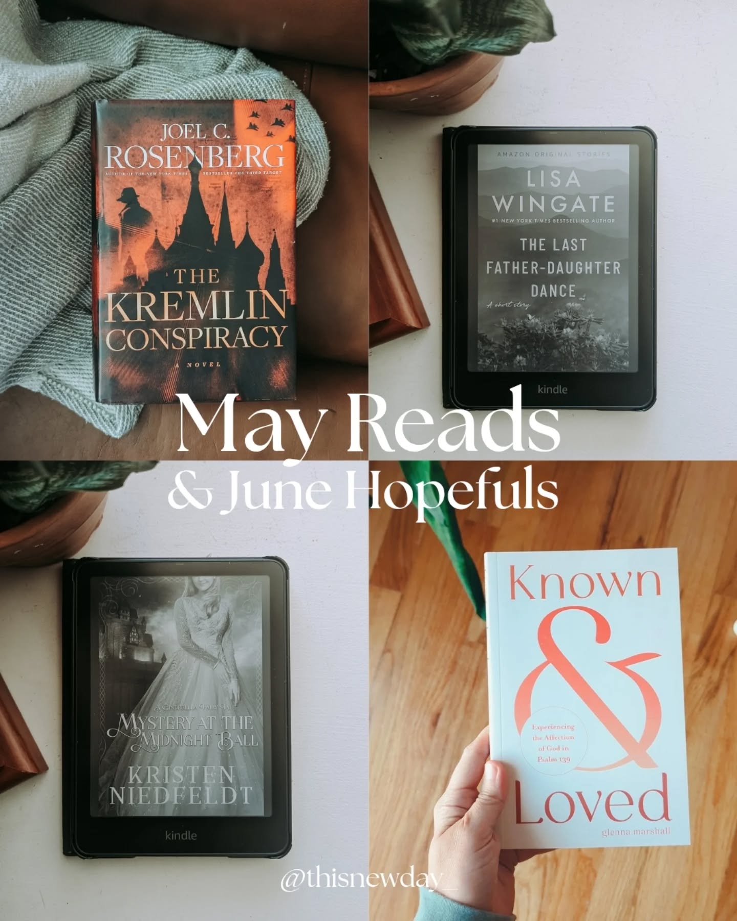 β¨ May Reads & June Hopefuls
Okay, I enjoy a good fairytale retelling and this month I found some sweet ones! π
** Full book reviews for each of the books I read so far this year can be found in my 2026 highlight.
β Five Stars:
β’ Known and Loved by Glenna Marshall
β’ The Kremlin Conspiracy by Joel C Rosenberg
β’ Mystery at the Midnight Ball by Kristen Niedfeldt
β Four Stars:
β’ Double Indemnity by Robert Whitlow
β’ The False Prince by Jennifer Nielsen
β’ The Last Father-Daughter Dance by Lisa Wingate
β’ Princess Without a Palace by Kristen Niedfeldt
β Three Stars:
β’ Family of Spies by Christine Kuehn
β’ Tea With Elephants by Robin Jones Gunn
β‘οΈ What was your favorite read in May?
.
.
#mayreads #cleanfiction #booksforwomen #cleanbooks #fivestarreads
clean book recommendations| Christian bookstagram| books for women | stay at home mom| homeschool mom | clean fiction | no spice books | spice free books
