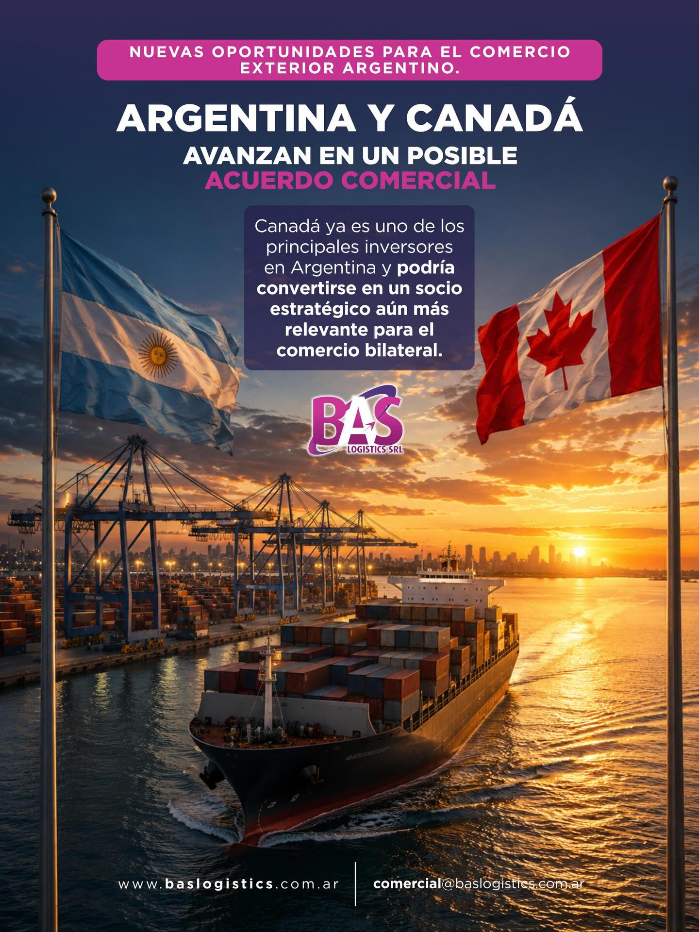 🌎 Argentina y Canadá avanzan en negociaciones para fortalecer su relación comercial.
Canadá ya ocupa un rol estratégico en la economía argentina, especialmente en sectores como minería, energía, industria y tecnología.
Entre los datos más relevantes:
✔ Es el segundo inversor más importante en la minería argentina.
✔ Las inversiones mineras canadienses crecieron un 60% en los últimos dos años.
✔ Participa en proyectos vinculados a energía nuclear, industria, aviación y medicamentos.
✔ Un eventual acuerdo Mercosur–Canadá podría abrir el acceso preferencial a un mercado de más de 36 millones de consumidores de alto poder adquisitivo.
✔ Las exportaciones argentinas de oro, plata y aceite de soja y vinos incrementan anualmente.
✔ Cancillería identifica oportunidades para ampliar el comercio en hortalizas, legumbres y carne
Estos avances representan nuevas oportunidades para exportadores, importadores e inversores que operan en el comercio internacional.
En BAS Logistics seguimos de cerca los cambios y acuerdos que impactan en el comercio exterior para acompañar cada operación con información actualizada y visión estratégica.
🌐 www.baslogistics.com.ar
📩 comercial@baslogistics.com.ar
#BASLogistics #ComercioExterior #Mercosur #Canadá #FreightForwarder LogísticaInternacional Exportaciones Importaciones