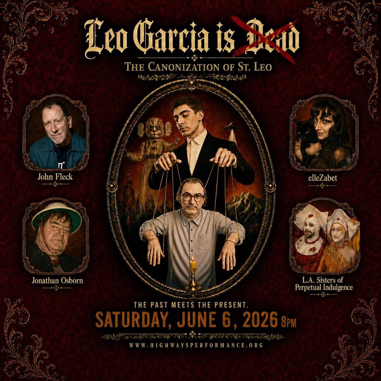 🕯️👽 THIS SATURDAY @ HIGHWAYS 👽🕯️
LEO GARCIA IS DEAD / THE CANONIZATION OF ST. LEO
Alien abduction. Bodily collapse. Queer ritual. Civilian sainthood.
Leo Garcia (@leo.garcia.studio) builds a myth in real time, culminating in a live canonization as St. Leo by the L.A. Sisters of Perpetual Indulgence.
Autobiography, satire, ceremony, and legacy collapse into one night of transformation.
📍 Highways, Santa Monica
🗓 Sat, June 6
🕗 8PM
🎟 Tickets via link in bio.
#QueerPerformance #LAArts #PerformanceArt #ThingsToDoLA #HighwaysPerformanceSpace