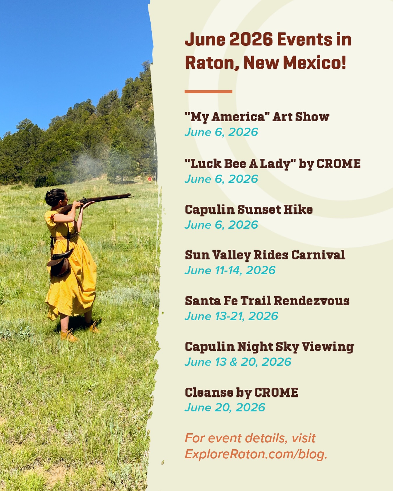 June events, here we come!⭐️
Summer is right there and what better way to start it than an exciting event in Raton, New Mexico?😁
As always, visit ExploreRaton.com/blog for full event details!
#NewMexicoTrue #NewMexico #RatonNM #ExploreRaton #RatonNewMexico