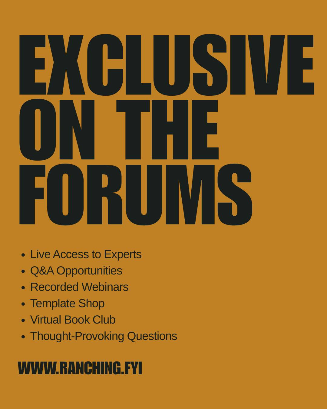 Some conversations don’t belong on social media.
They belong in a room where ranchers can ask real questions, challenge ideas, and sharpen their thinking without the noise.
That’s what the Ranching.FYI Forums are for.
Live access to experts.
Real Q&A.
Recorded sessions you can revisit.
Templates you can actually use.
A book club that pushes thinking forward.
No algorithms.
No posturing.
Just better decisions, built together.
If you’re serious about improving how you think about your ranch, this is where it happens.
#ranchingfyi #ranchingcommunity #rancheducation #agbusiness #ranchdecisionmaking #ranchstrategy #agthinking #ranchconfidence