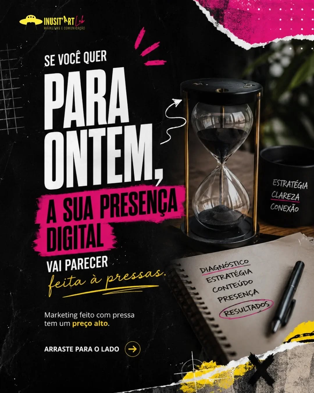 Tem uma pressa que parece produtividade, mas na prática só empurra o negócio para mais uma rodada de improviso.
A pessoa quer postar logo, anunciar logo, mudar o feed logo, fazer uma landing page logo, colocar uma campanha no ar logo, mas quando a gente começa a olhar com calma, percebe que ainda tem coisa básica sem resposta.
O cliente entende o que você vende?
A sua bio explica o suficiente?
O Google está atualizado?
O WhatsApp tá funcionando ou só recebe mensagem?
A sua oferta está clara?
O conteúdo que você publica conversa com o tipo de cliente que você quer atrair?
A sua presença digital passa segurança ou só mostra que você existe?
Na Inusit’Art, o trabalho começa antes da publicação. Começa entendendo o negócio, o momento, a comunicação, os pontos de perda e o que precisa ser alinhado para o digital funcionar com mais clareza.
Leva mais tempo do que simplesmente sair criando post? Leva.
Mas também evita aquela sensação de estar sempre produzindo, sempre correndo, sempre mudando tudo, sem saber exatamente o que está sendo construído.
Marketing bom não deveria deixar o negócio mais ansioso.
Ele existe para ajudar o negócio a ficar mais claro.
#MarketingDigital #PresençaDigital #EstratégiaDeMarketing #GestãoDeRedesSociais #InusitArtLab