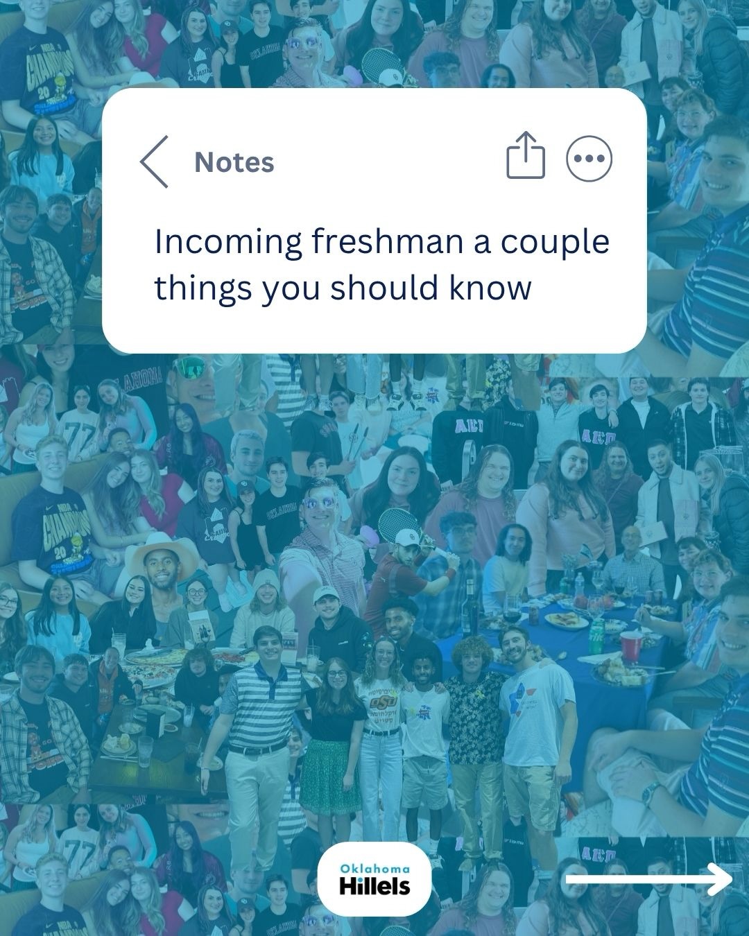 Incoming students ā this oneās for you š
Before move-in and the start of classes, we wanted to share a few things you should know about Oklahoma Hillels ā”ļø From events and Shabbat dinners to scholarships, community expectations, and ways to get connected, we are so excited to welcome you into our community.
We cannot wait to meet everyone and help make your college experience meaningful, welcoming, and fun š
Questions before the semester starts? DM us anytime!