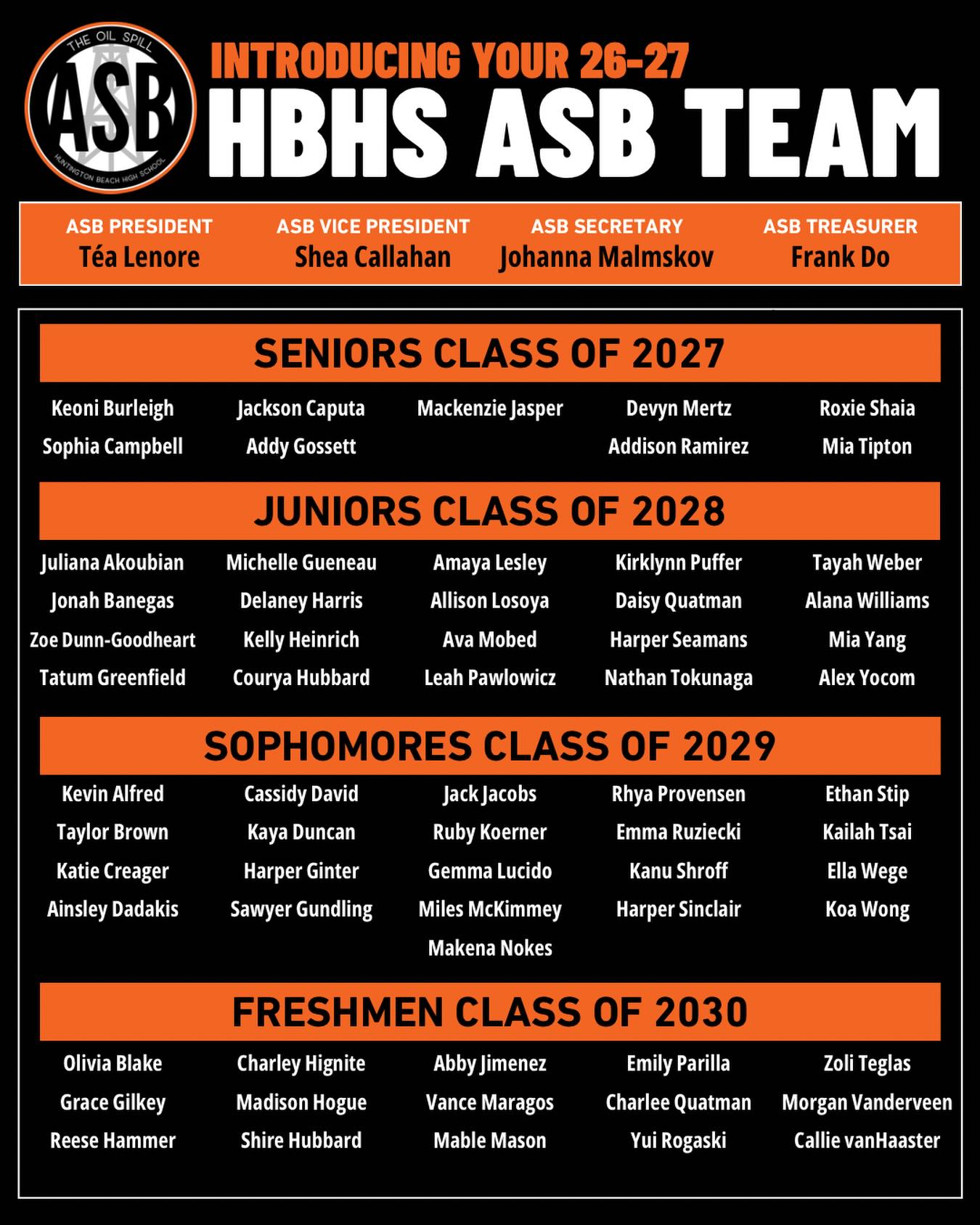 🧡🖤Introducing the 26-27 ASB team!!!🧡🖤