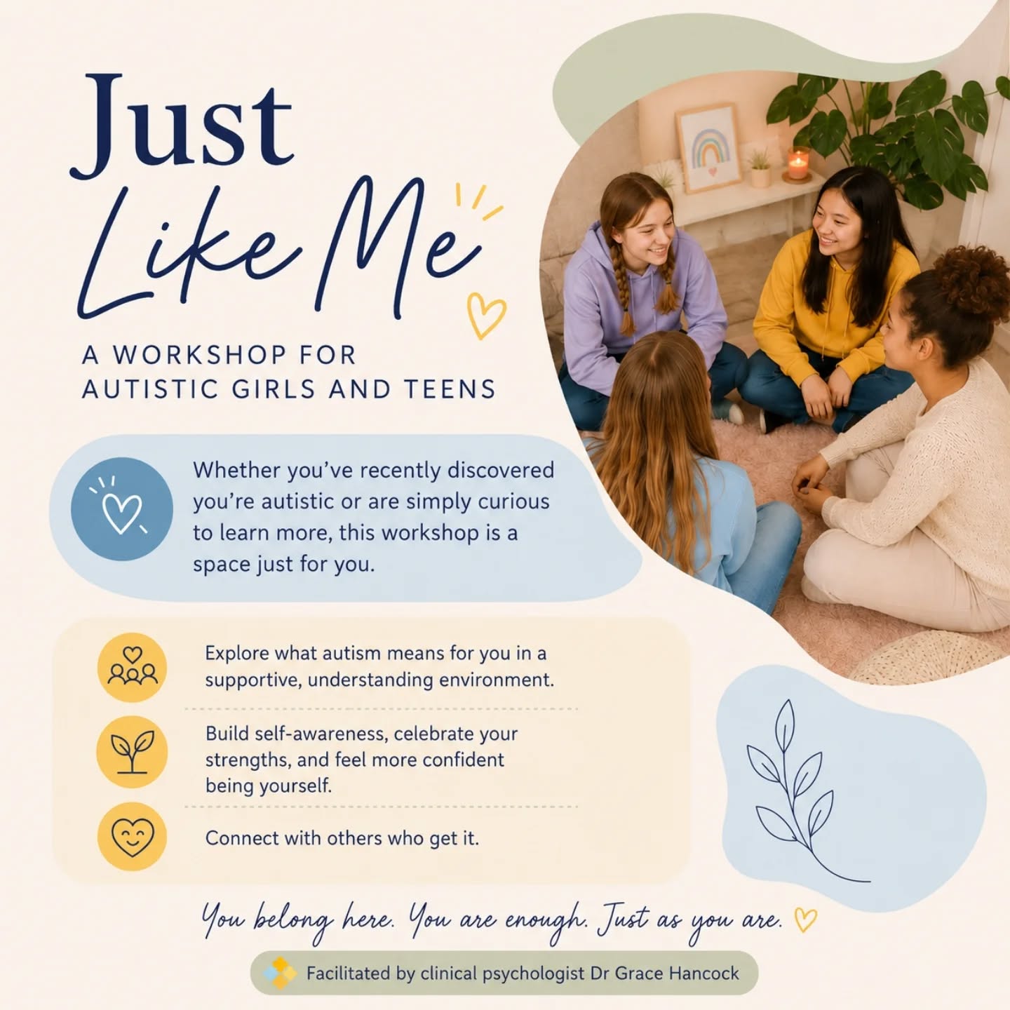 This year's Just Like Me workshop is only one month away! Wednesday July 1st (school holidays) 🤗
DM us for more information or to book, or visit www.ghpsychology.com/just-like-me