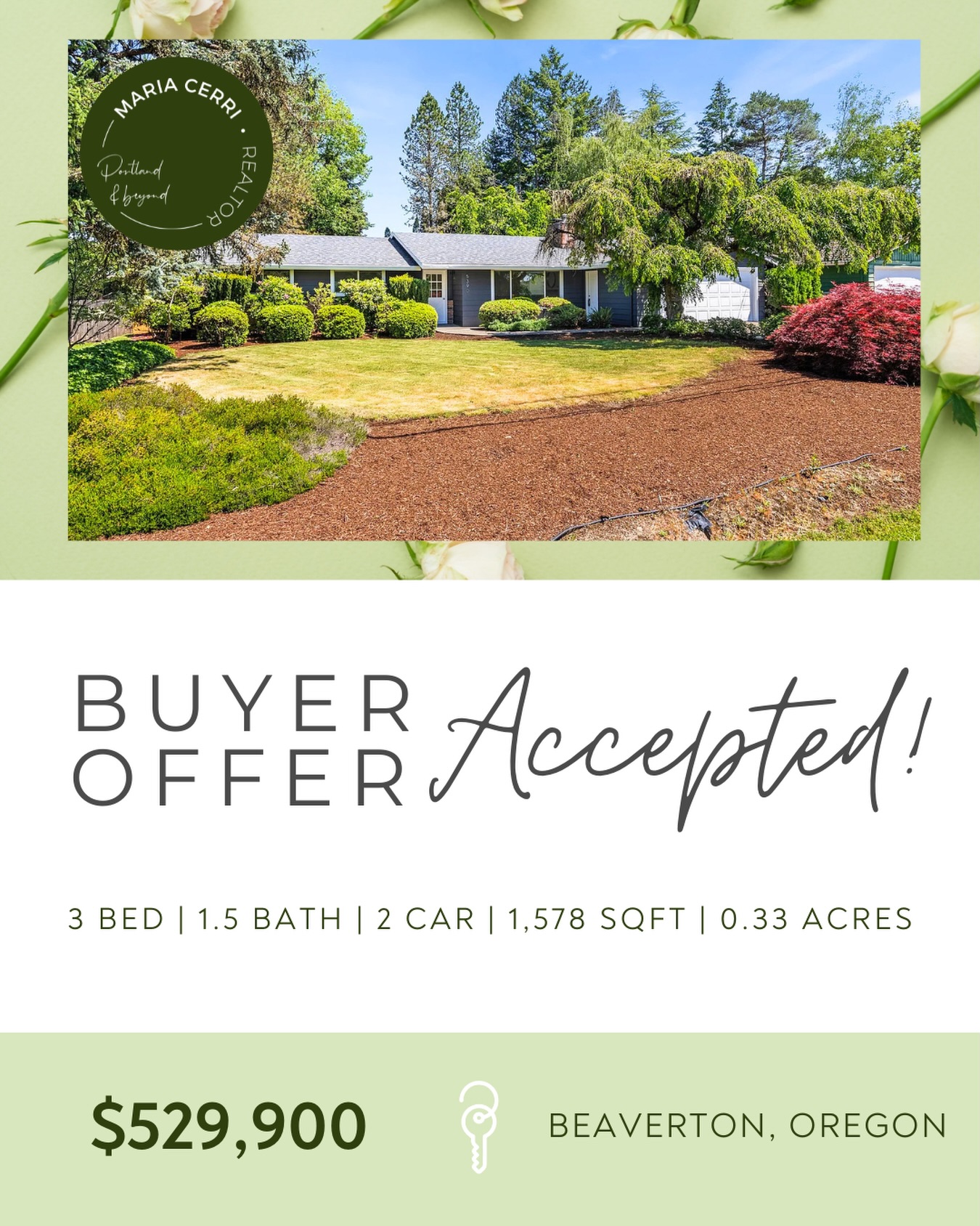 Single levels are competitive these days ๐ฅbut we got this completely remodeled ranch on an oversized lot under contract over multiple offers! ๐
3 bed ๐๏ธ โ1.5 bath ๐ โ2 car ๐ โ1,578 sqft ๐| large lot - 0.33 acres
๐ 5390 SW 192nd Ave, Beaverton, OR 97078
MLS 782572251
.
.
.
#beaverton #beavertonoregon #pdxrealestate #oregonrealestate #beavertonrealestate