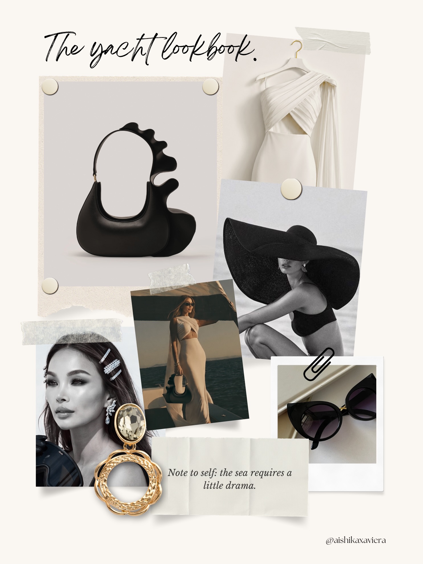 The vogue yacht lookbook.
Enter: yacht girl summer. Whether the French Riviera is already in the diary, still in the manifestation phase, or simply being considered from beneath several layers of winter knitwear, there is no reason one cannot dress with nautical intent.
A little black sculpture of a bag, a dress made for sea air, gold statement accessories to rival sun glitter, sunglasses large enough to conceal all practical thoughts, and the quiet understanding that the ocean does tend to reward a little drama.
This is resort dressing with a point of view. Polished, sunlit, faintly impractical, and entirely committed to arriving beautifully.
Sorry, regency core. The sea has the floor.
Save this for your next elegant escape.
For my Wanderlust Series | fashion illustration, luxury travel art, resort style and visual diaries inspired by beautiful escapes.
AISHIKAXAVIERA.com
#YachtGirlSummer #ResortStyle #LuxuryTravelArt #FashionIllustration #PinterestAesthetic