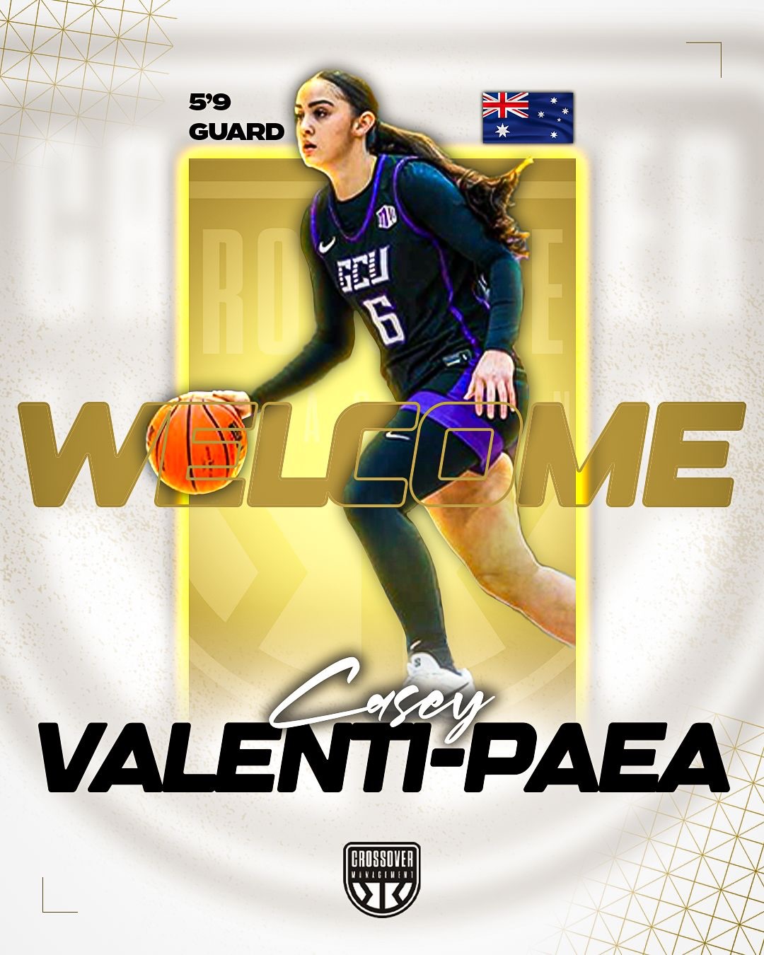 ✍🏼 NEW SIGNING‼️
🇦🇺 We are pumped to announce that Casey Valenti-Paea, 5’9 (175cm) Forward, joins Crossover Management for her future representation.
@_caseyvalenti grew up in Melbourne, Australia, where she developed through the Victorian basketball pathway and built an impressive résumé from a young age. Her achievements include winning a Gold Medal with Australia at the 3x3 Asia Cup and earning MVP honours at the Victorian Championship Classic.
In 2019, Casey played seven games with the Bulleen Boomers in the Big V before relocating to the United States to pursue her collegiate basketball career.
Over six years in the NCAA system, Casey represented four prestigious programs: The University at Buffalo (2020–2022), Long Beach State University (2022–2024), The University of Virginia (2024–2025), and Grand Canyon University (2025–2026).
During her senior season at Grand Canyon University, Casey appeared in 23 games and started 10. In 17.5 minutes per game, she averaged 4.6 points, 2.1 rebounds, 1.7 assists, and shot 33.3% from three-point range.
🇳🇿 Casey is also in the process of obtaining her New Zealand passport.
“Casey is a gifted athlete with an understanding of the game beyond her years. She conducts herself as a true professional both on and off the court. I’ve enjoyed getting to know her as a person first and foremost. I’m a fan of her game and truly believe there is no ceiling on what she can accomplish as she transitions into the professional ranks.” - Brad Waters (FIBA-Licensed Agent)
🫶🏻 Welcome to the Crossover Management family CVP!