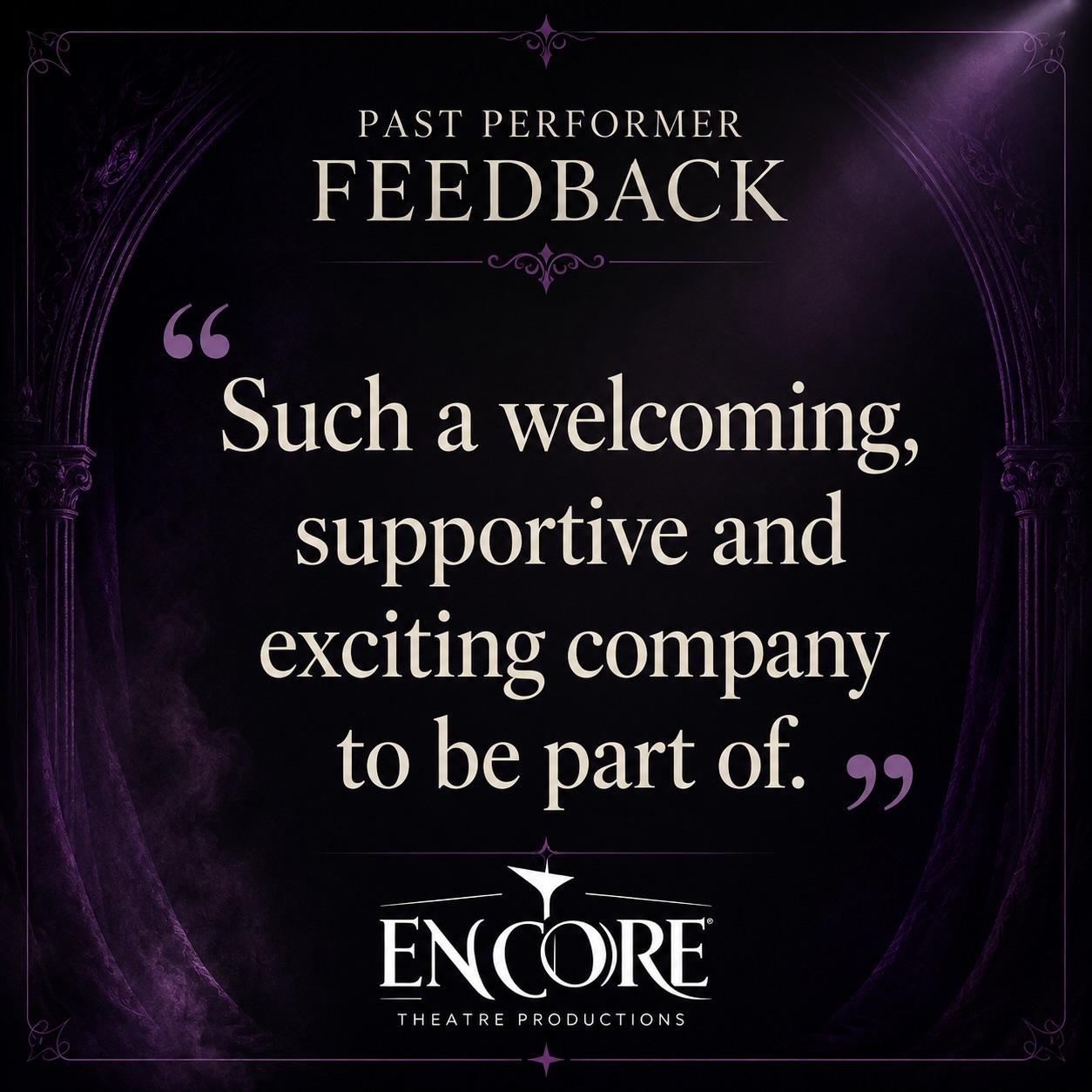 We love hearing how much performers gain from being part of Encore Theatre Productions.
Our aim is to create a rehearsal space where performers feel supported, encouraged and excited to grow.
Confidence. Friendships. Skills. Performance experience.
Thatโs what itโs all about.
Auditions are open for The Addams Family in Horsham and Godalming.
๐ฉ Book: hello@encoretheatreproductions.com