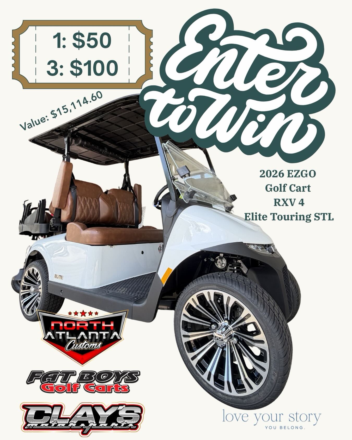 Beep Beep!! Enter for a chance to win a brand new 2026 street legal Golf Cart! Link in profile and stories.