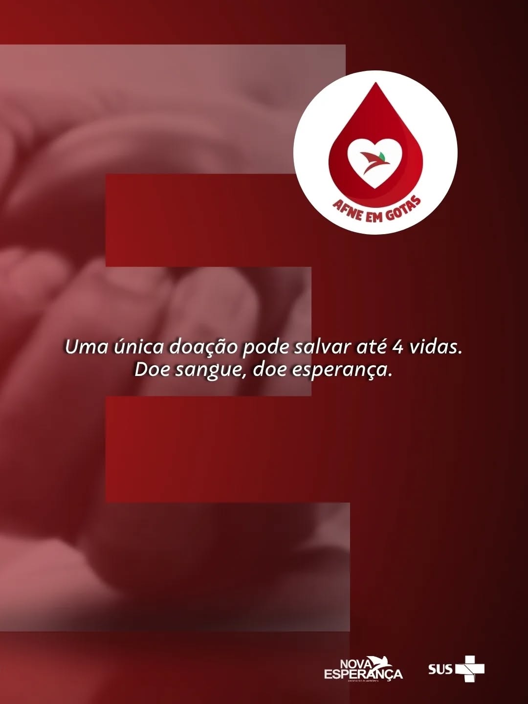 Uma única doação pode salvar até 4 vidas. Doe sangue, doe esperança.