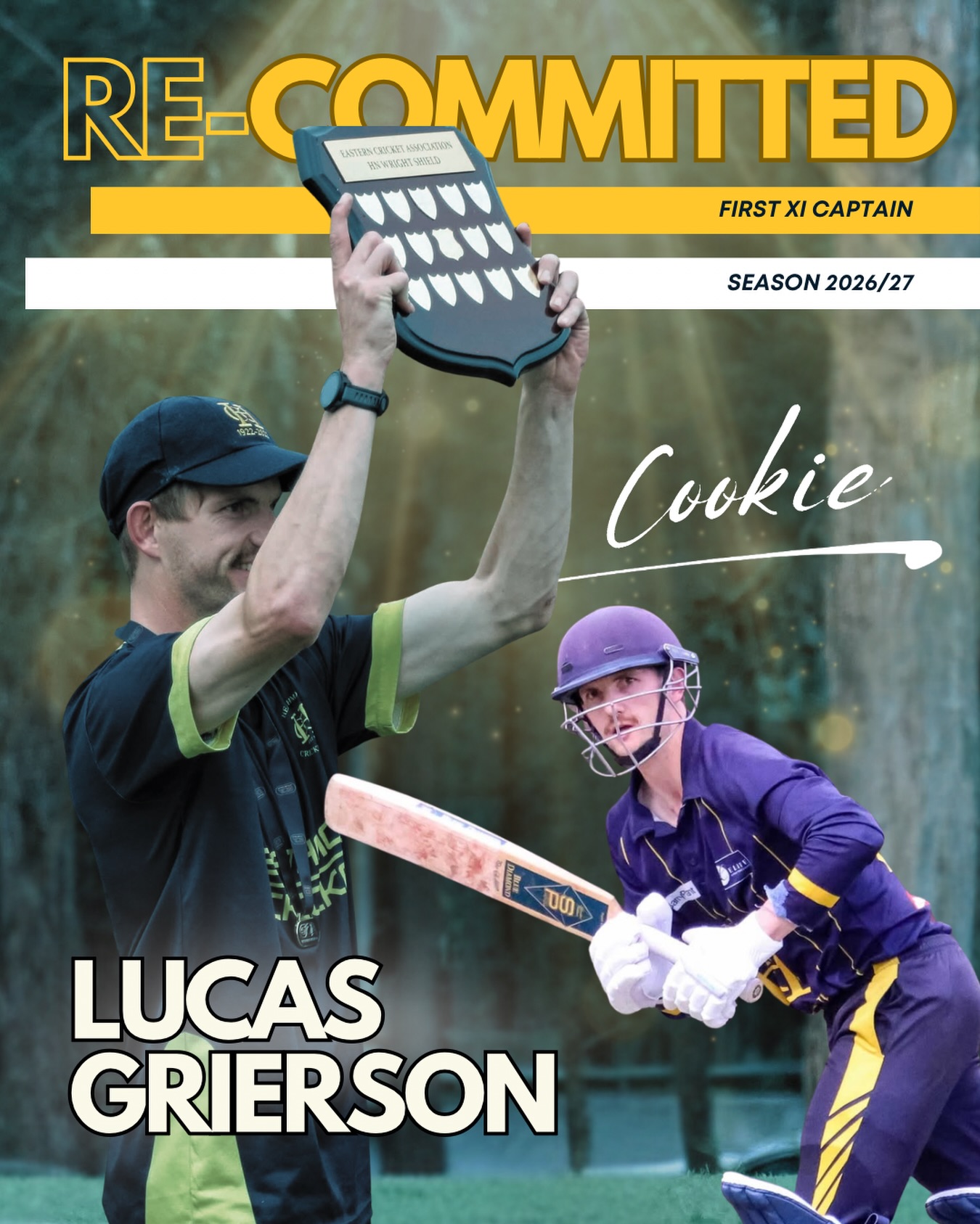 🚨 HE’S BACK! 🚨
🍪 Fresh off leading our First XI to a premiership, @cookiegrio has re-committed for the 2026/2027 season and is ready to lead from the front once again.
🏏 We’re excited for what lies ahead and can’t wait to see what this group can achieve together next season. 💙💛
#heathmontcricket #themightymontas #captain #hesback #cookietime