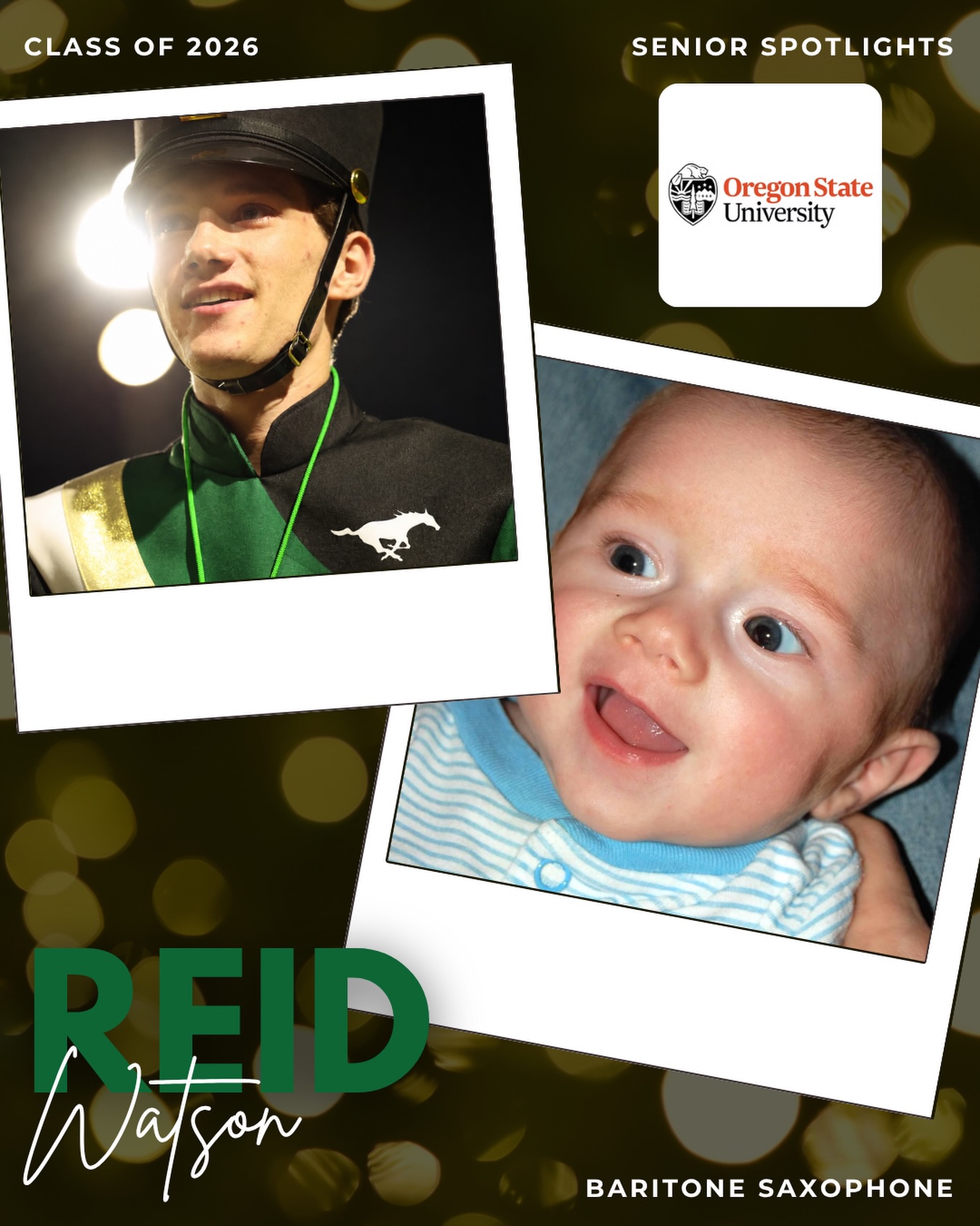 BAND SENIOR SPOTLIGHT 🎶
Today we’re celebrating Reid Watson!
Reid plays the Bari Sax and performs in Wind Ensemble, Jazz Band, and Pit Orchestra. Their favorite memory from band was performing our very first halftime marching show, “Go West.” , in which Reid led us as one of our drum majors. They have helped lead the band with so much energy and spirit, and marching appearances without them will not be the same!
After graduation, Reid will attend Oregon State University to study business 🚀
Congrats Reid!