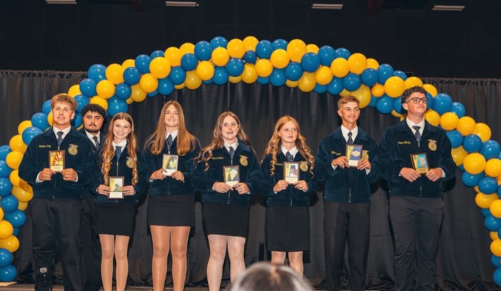 💙💛 At banquet, we recognized our 2025-2026 Greenhand Officer Team!
Representing the largest group in our chapter, these freshmen leaders have served on the Chapter Executive Committee, helped behind the scenes at countless activities, and even hosted their own FFA meeting this year.
⭐ Callahan Duty – President
⭐ Cambria Branson – Vice President
⭐ Ally Phillips – Secretary
⭐ Grayson Endes – Treasurer
⭐ Mollie Williams – Reporter
⭐ Wyatt Moore – Sentinel
⭐ Dillon Kurtz – Historian
Thank you for your leadership and dedication to North FFA. We can’t wait to see what you accomplish in the years ahead! 🎉💙💛