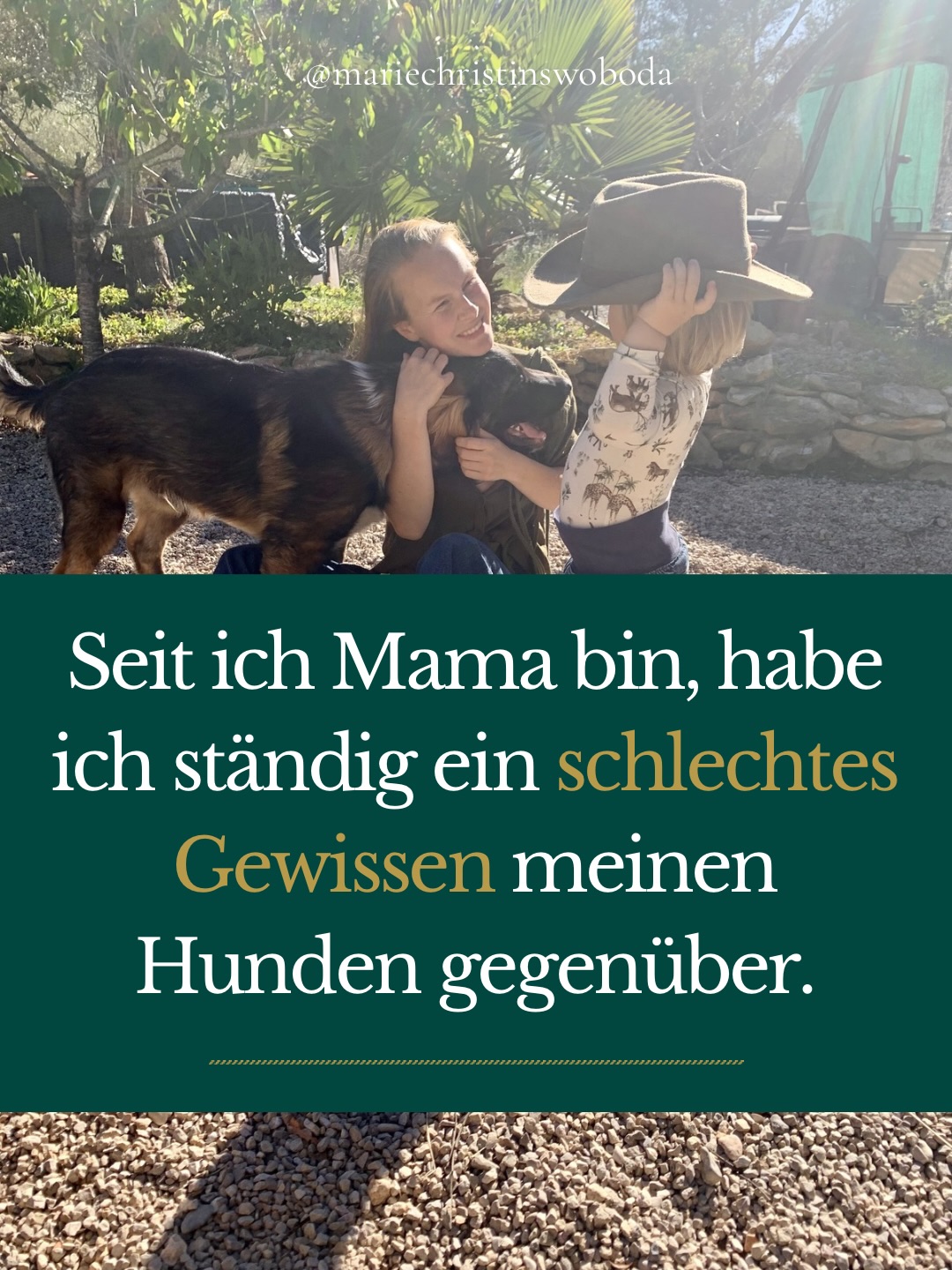 Lies gern den ganzen Blogartikel 🧐
Den Link findest du in meinen Highlights oder kommentiere hier direkt „Blog“ und ich sende ihn dir gleich zu 💌
Hundemama und Menschenmama
Mama Alltag
Hundemama Alltag
Schlechtes Gewissen gegenüber meinem Hund
Schuldgefühle
Leben mit Kind und Hund