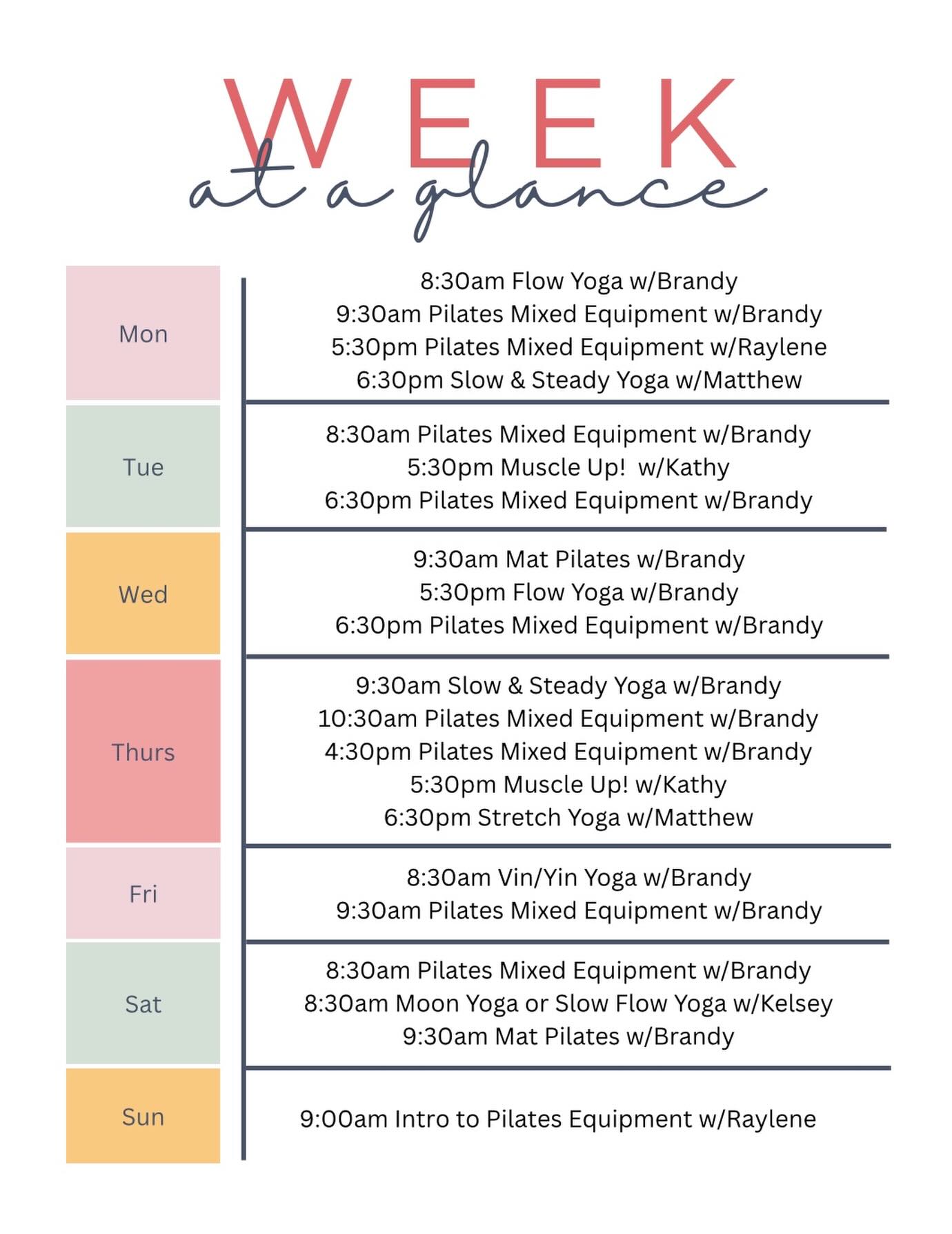 New schedule begins on Sunday! So does our new pricing. You can read about the updates to pricing in our newsletter and if you want to lock in your current pricing a little longer, you can buy packages at this price point through Saturday.