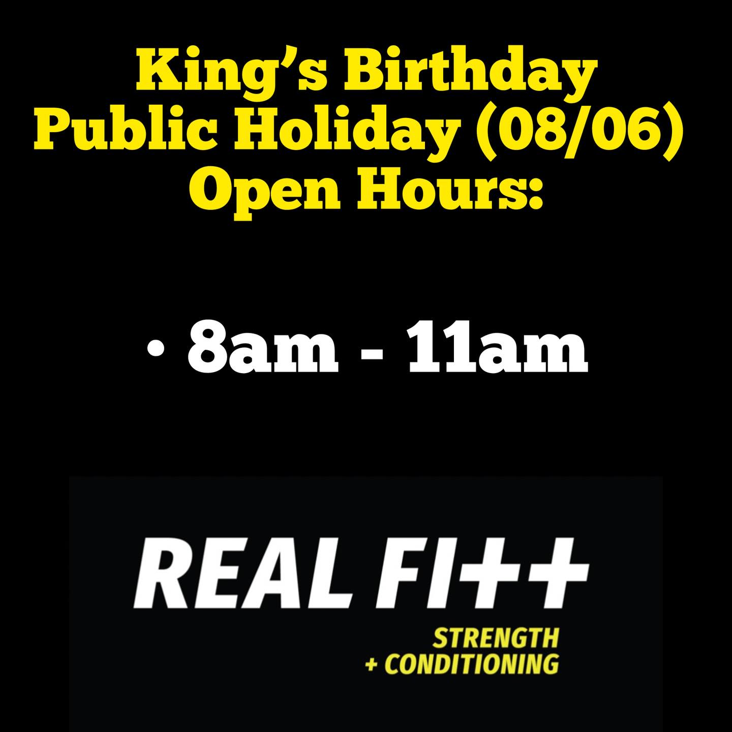 With next Monday(08/06/26) being a public holiday, for the Kingโs Birthday, the gym will be open 8am - 11am.
Have a great week everyone ๐๐ชโ๏ธ
