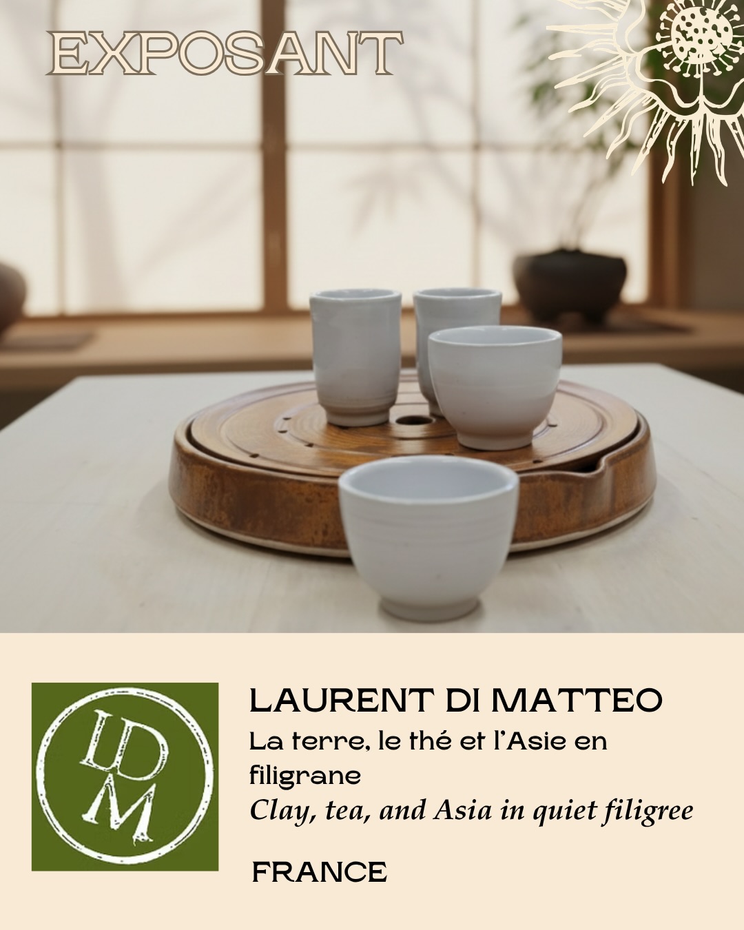 🇫🇷✨ NOUVEL EXPOSANT – LAUREN DI MATTEO ✨
📍Paris, France
La terre, le thé et l’Asie en filigrane.
Artisan céramiste à Paris, Lauren Di Matteo crée des pièces inspirées par les cultures, les traditions et les rituels d’Asie, avec une attention particulière portée au monde du thé.
🍃 Ses voyages au Japon, à Taïwan et au Népal ont profondément marqué sa manière de travailler. Dans son atelier, il façonne le grès et la porcelaine en petites séries ou en pièces uniques, cherchant la justesse d’une forme, la douceur d’un usage, la présence silencieuse de la matière.
🌱 Théières, chawan, ustensiles pour le Gong Fu Cha : ses créations accompagnent les gestes du thé avec simplicité et délicatesse. Un univers épuré, où la beauté naturelle de la terre rencontre le plaisir du partage entre amoureux du thé.
À découvrir le dimanche 14 juin à la Maison Internationale.
🇬🇧✨ NEW EXHIBITOR – LAUREN DI MATTEO ✨
📍Paris, France
Clay, tea, and Asia in quiet filigree.
Paris-based ceramicist Lauren Di Matteo creates pieces inspired by Asian cultures, traditions, and rituals, with a special focus on the world of tea.
🍃 His travels to Japan, Taiwan, and Nepal have deeply shaped his way of working. In his studio, he works with stoneware and porcelain, creating small series and unique pieces in search of the right form, gentle use, and the quiet presence of the material.
🌱 Teapots, chawan, and Gong Fu Cha utensils: his creations accompany the gestures of tea with simplicity and delicacy. A refined universe where the natural beauty of clay meets the joy of sharing among tea lovers.
To discover on Sunday, June 14 at the Maison Internationale.
🍃 Paris Tea Festival ✨
🗓 14 juin 2026 10h-19h
🏛 Maison Internationale La Grande Rencontre (65 exposants, 25 conférences, tables rondes et les plus grands noms du thé à Paris)
🎟 Billetterie disponible
#ptfouiouioui🔥 #ParisTeaFestival #LaurenDiMatteo