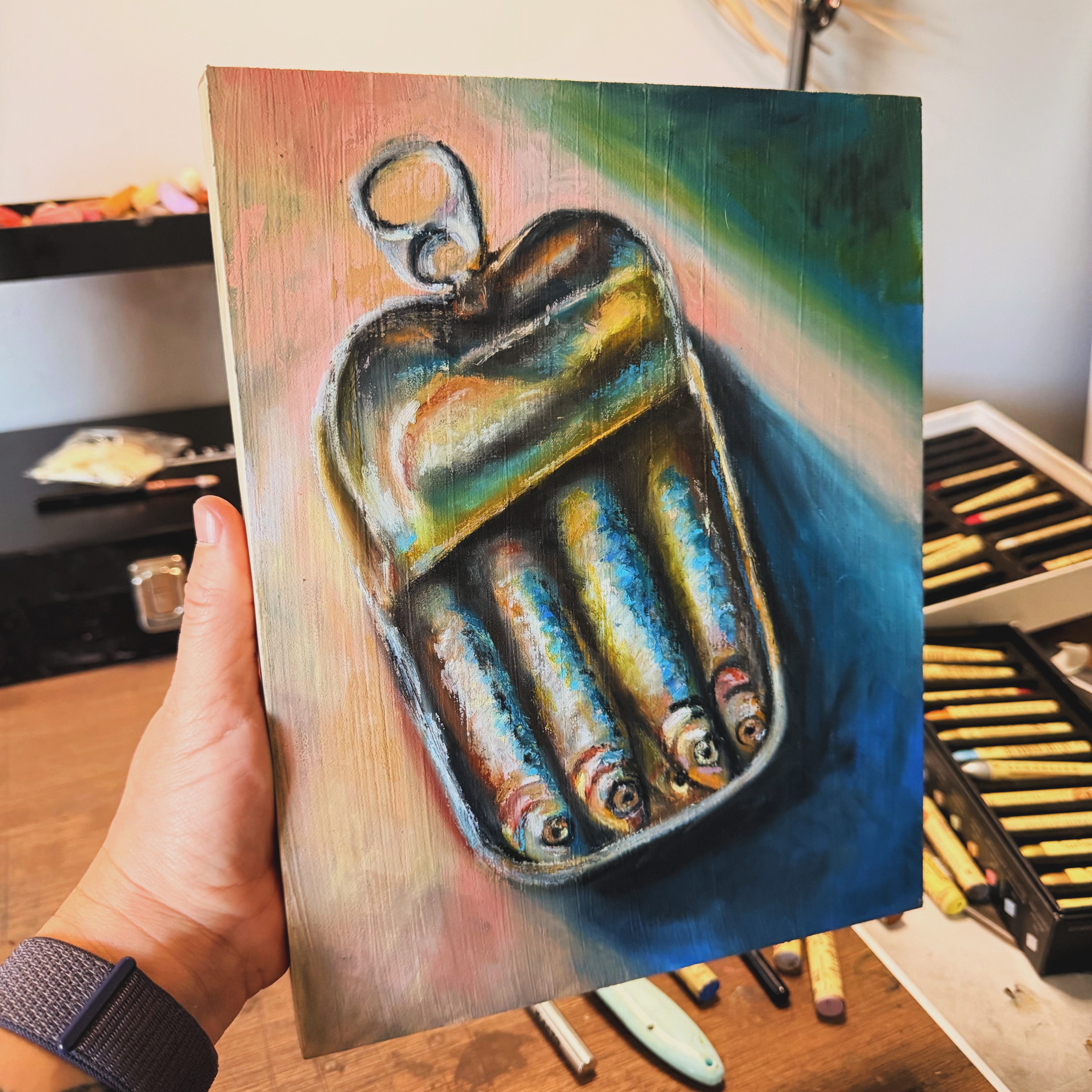 Oil pastels on wood panel 🐟 #sardines
@sennelier1887
#newartwork #oilpastels #tryingsomethingnew #charlestonsc