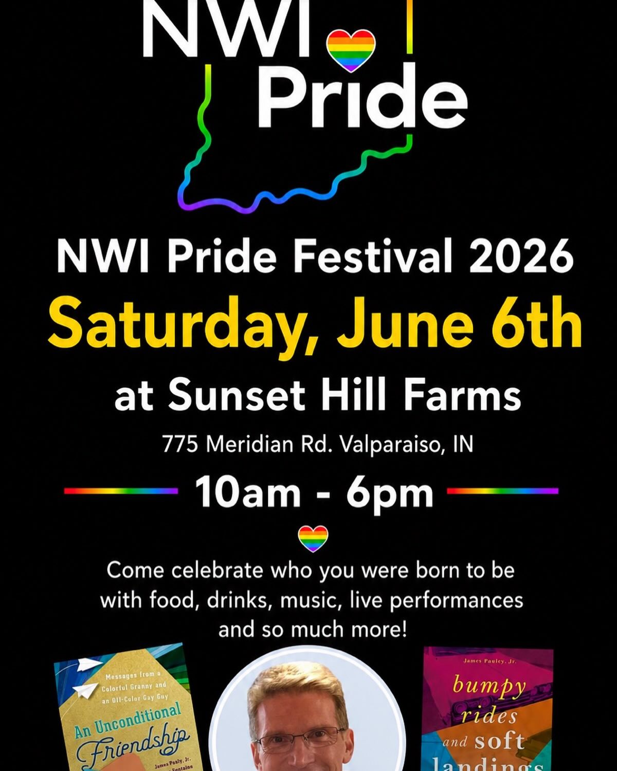 To all my Northwest Indiana friends and any others who don’t mind a short drive . . . I’ll have a booth at NWI Pride Fest tomorrow, June 6th. I’ll have lots and lots of books to sign. Hope to see you there!
#bumpyridesandsoftlandings
#anunconditionalfriendship
#awardwinningauthor
#loveislove
