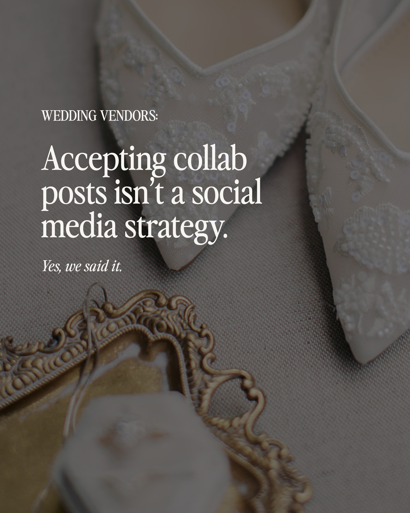 Wedding vendors, let’s talk about it 🤍
Collab posts are incredible for visibility and reach. We absolutely recommend using them as part of your content strategy, but accepting collab posts is not a marketing strategy.
Your future couples are not just looking at the wedding you just did. They’re looking at YOU.
They want to understand your personality, your process, your experience, and what makes your business different before they ever inquire.
The vendors seeing the strongest results online are creating intentional content that builds trust and connection beyond the final gallery.
A collab post may get someone to your page, but your own content is what gets them to stay.
We specialize in custom social media support for wedding professionals through strategy, content creation, coaching, and full-service management.
Our goal is simple:
Help wedding vendors market their business intentionally while getting their time back 🤍
Inquire today on our website.