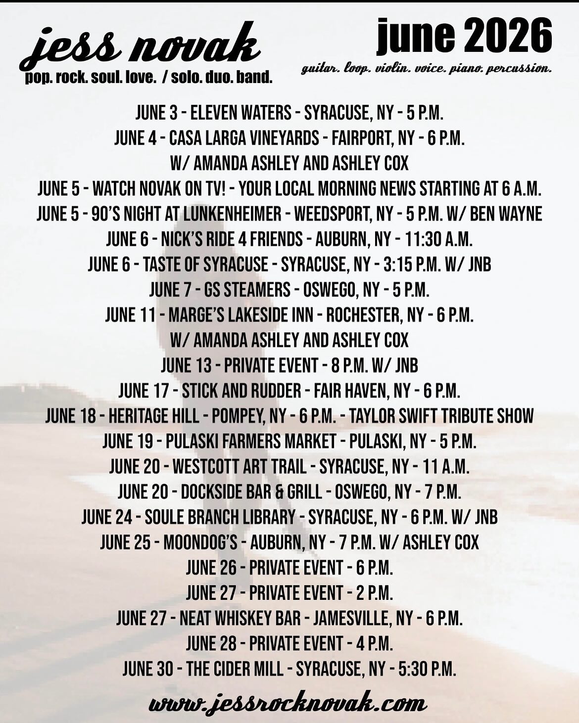 summer schedule is on ☀️
www.jessrocknovak.com
#pop #rock #soul #love #music #musician #singer #songwriter #musiclife #bandlife #hustle