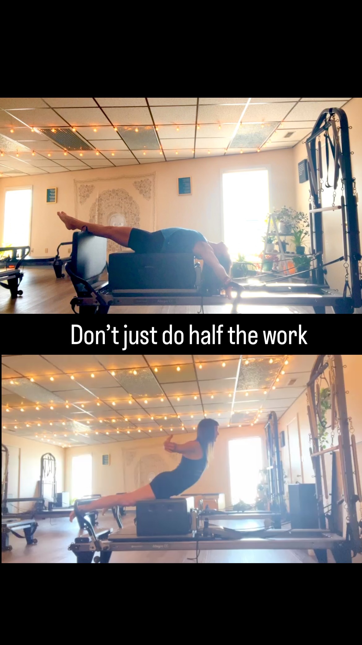 Most people train the front of their body without ever thinking about the back — and the reformer makes it so easy to do both.
On one side — the Teaser. Core fired up, hip flexors working, spine in flexion. Beautiful anterior chain work.
On the other — Back Extension. Spinal erectors, glutes, posterior chain engaged. Everything the Teaser ignores.
Your body isn’t just a front. Every muscle pulling forward needs something pulling back — otherwise you get imbalances, poor posture, and injury over time.
Front body builds the shape. Back body builds the foundation.
Train both. Every session.