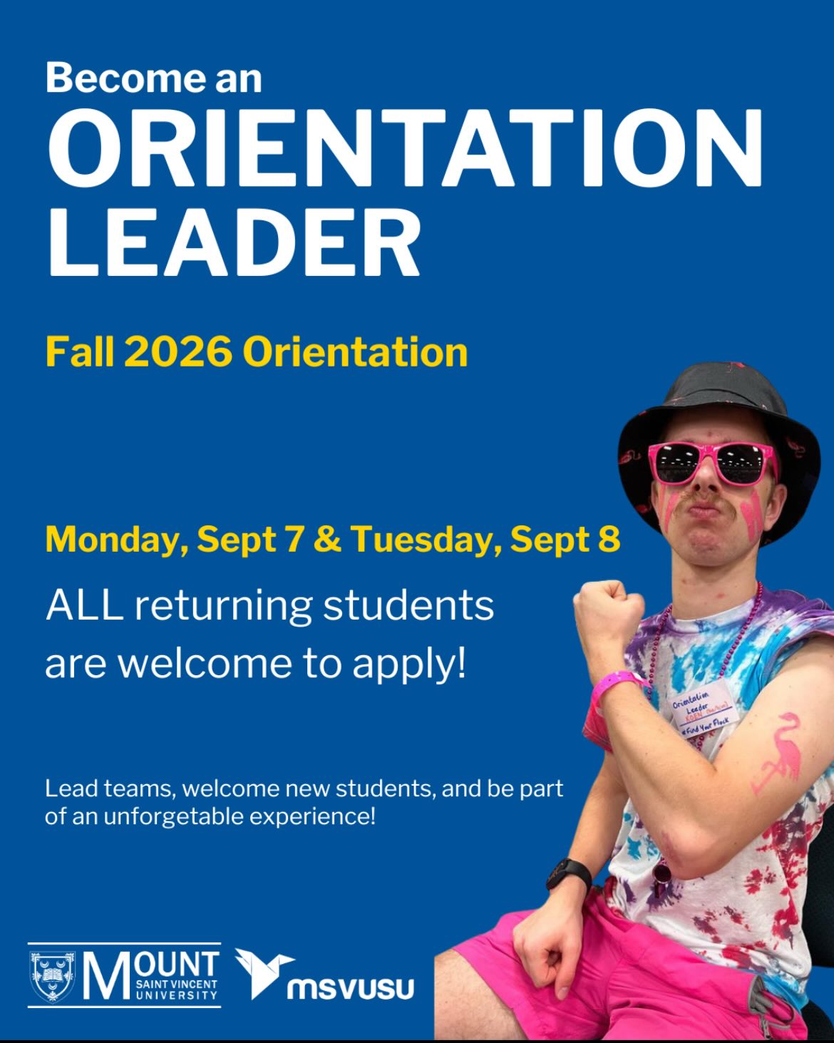 Do you want to relive the excitement of Orientation and welcome a new group of students to campus?
Become an Orientation Leader!
Here’s what we’re looking for:
- Available Monday, September 7th and Tuesday, September 8th.
- Guide teams and events
- Actively engage with new students
- provide a welcoming and inclusive environment for all new students
- applications are open to ALL returning students (domestic and international)
To apply, fill out the link in our bio or scan the QR code on the second slide.
If you have any questions, please email orientation@msvu.ca