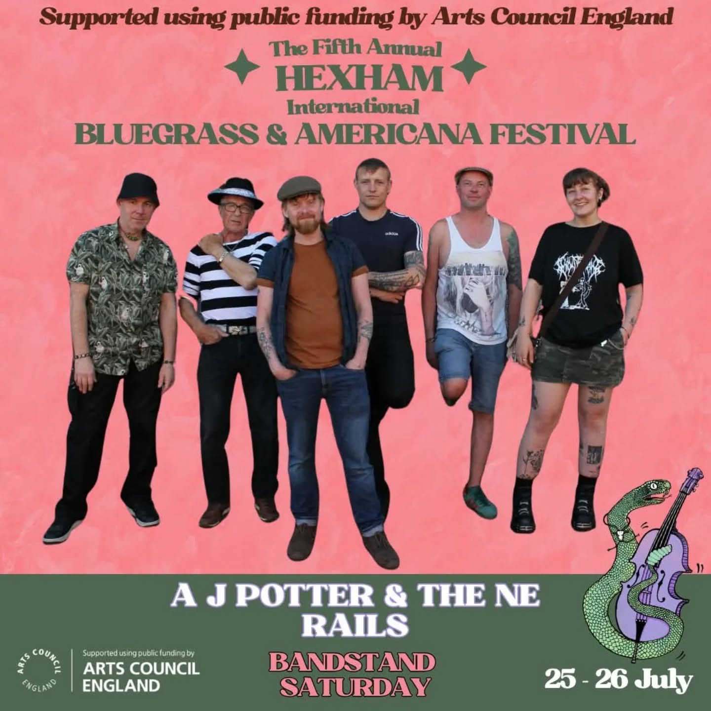 Say hello to another one of our fantastic bandstand acts - A J Potter and the NE Rails! ⭐
A J Potter and the NE Rails are a folk-rock skiffle band from the Northeast, blending enchanting storytelling with dynamic instrumentation. 🎵
Their sound weaves together rich narrative songs, lively rhythms, and a raw, rootsy energy that is sure to delight our Hexham audience.
You can see A J Potter and his band on the Saturday. Not long to go now!
#bluegrass #folk #folkrock #whatsonhexham