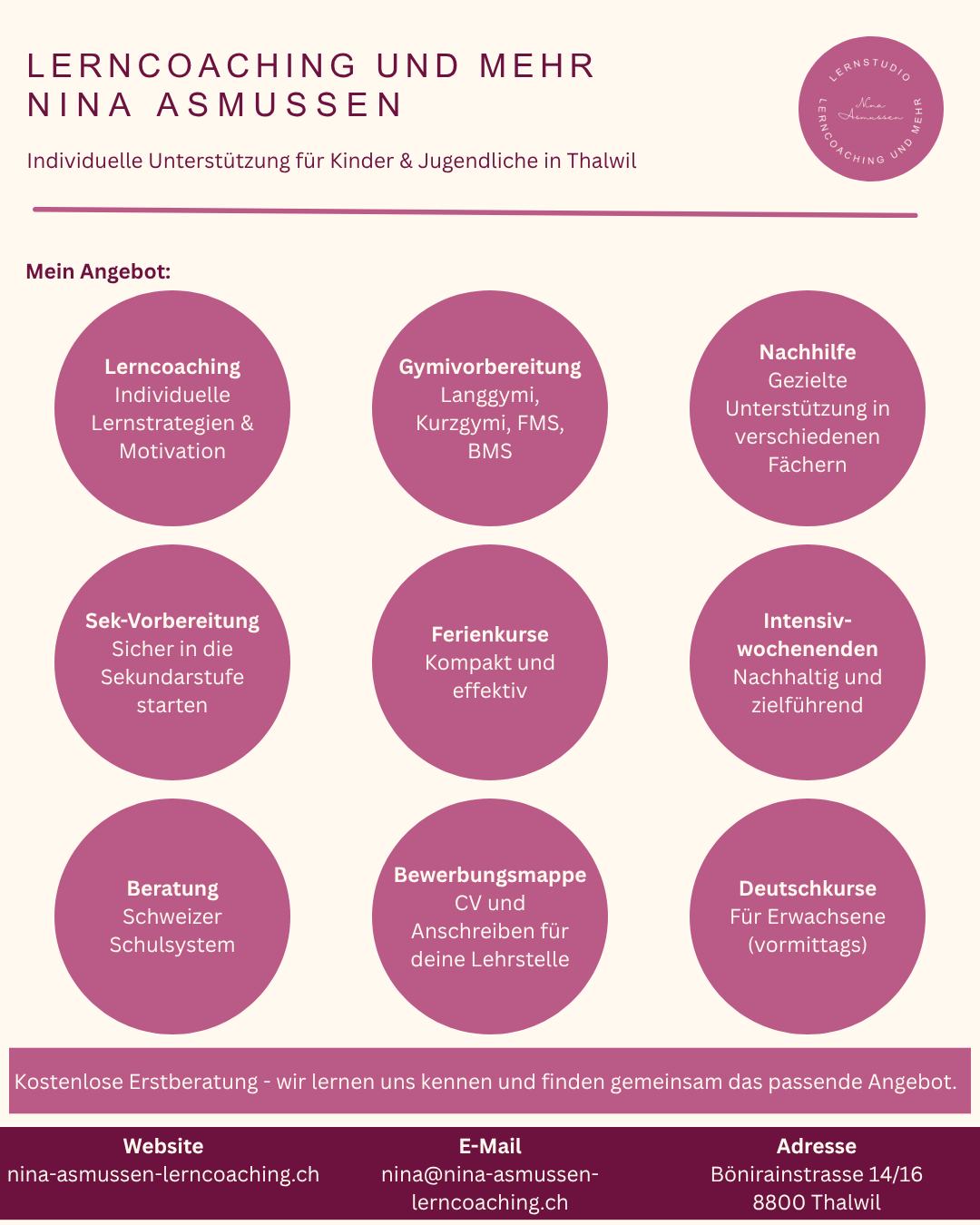 Neuer Flyer ist da! Schau dir mein Angebot an und vereinbare gleich dein kostenloses Erstgespräch. #gymivorbereitungzürich #lerncoaching #germanasaforeignlanguage #lebenslangeslernen #bildungslandschaftschweiz
