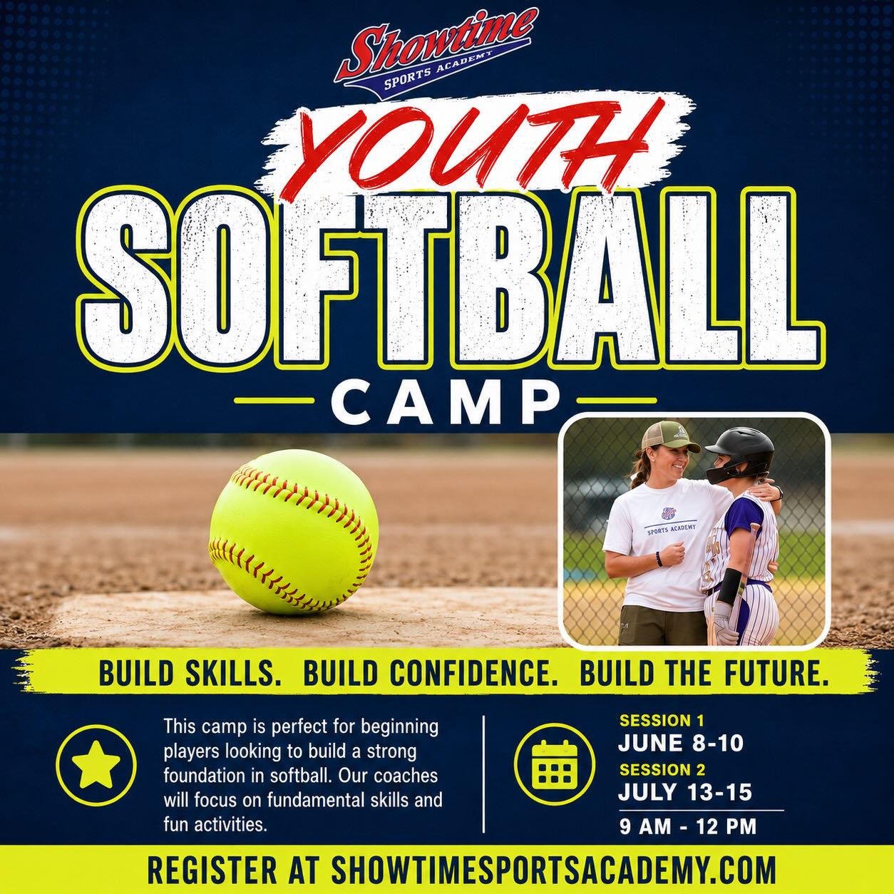 Our Youth Softball Camp is right around the corner! This coming Monday we are hosting our camp for ages 4-8yrs. This is perfect for beginner players looking to build a strong foundation in softball. Coach @coachbradley_sb will focus on fundamental skills such as hitting, throwing, catching, fielding, and base running through instructional drills and fun activities. Register today!