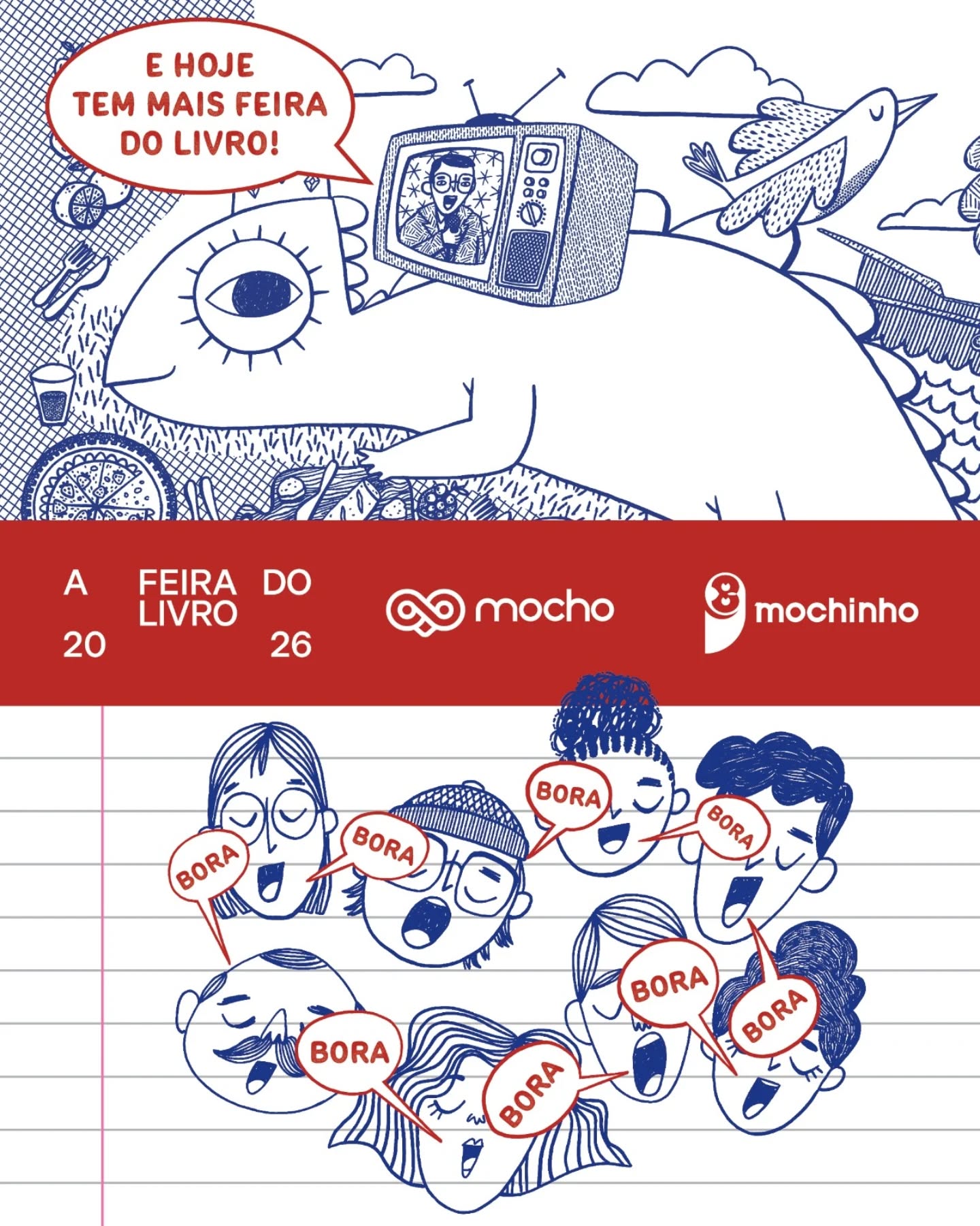 Bora!
De 10h às 20h.
A FEIRA DO LIVRO, na Praça Charles Miller.
Acompanhe a programação em @afeiradolivro
Na imagem, ilustrações de Letícia Lavôr que fazem parte da obra Diário de uma viagem em outras línguas, escrita por Luis Vassallo, disponível em nosso site.
www.mochoedicoes.com.br
