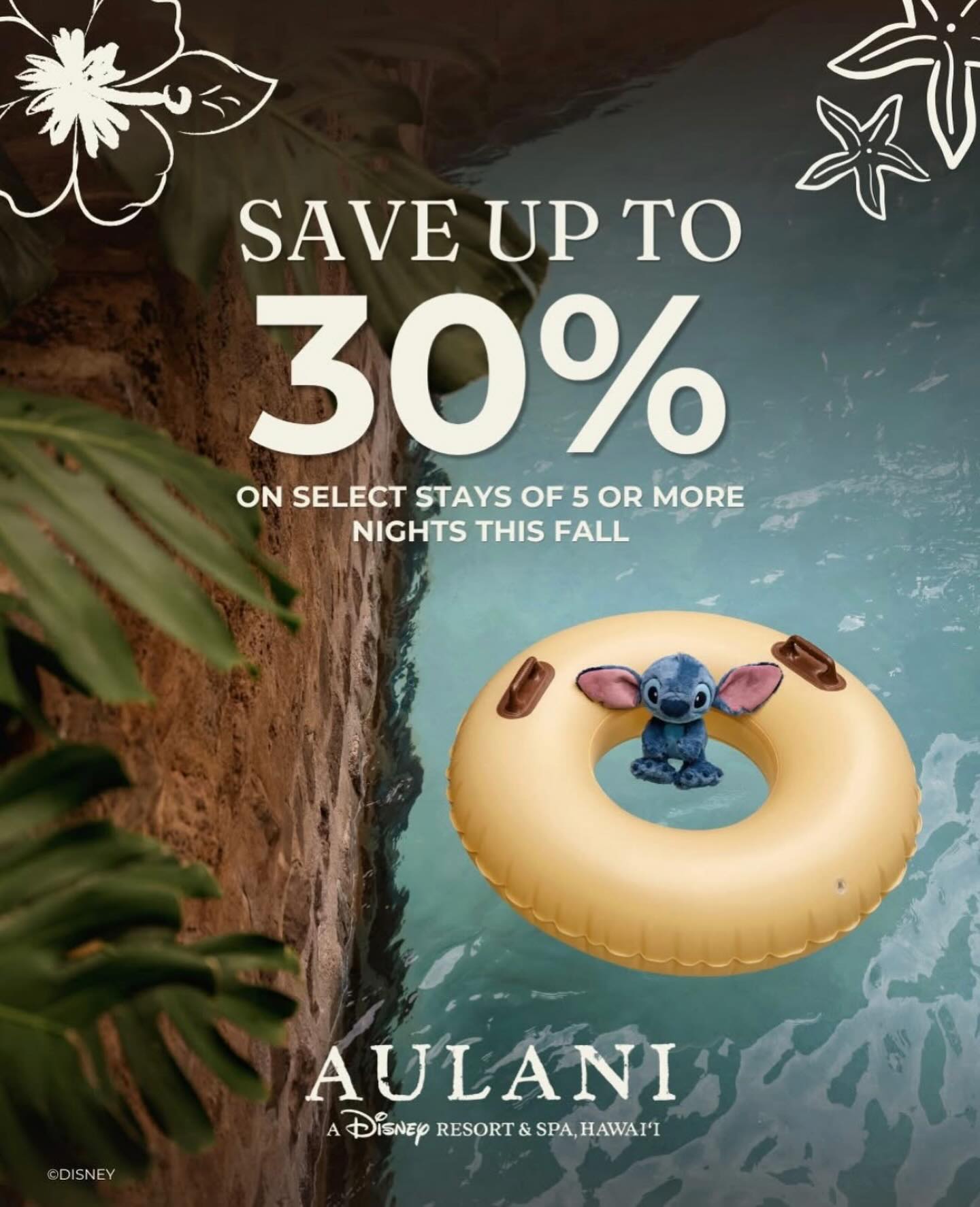 It’s time to plan your fall getaway to paradise! 🌈 🌺 🌴 Save up to 30% on select stays of five or more nights this fall at Aulani, A Disney Resort & Spa. Contact us for a free quote!