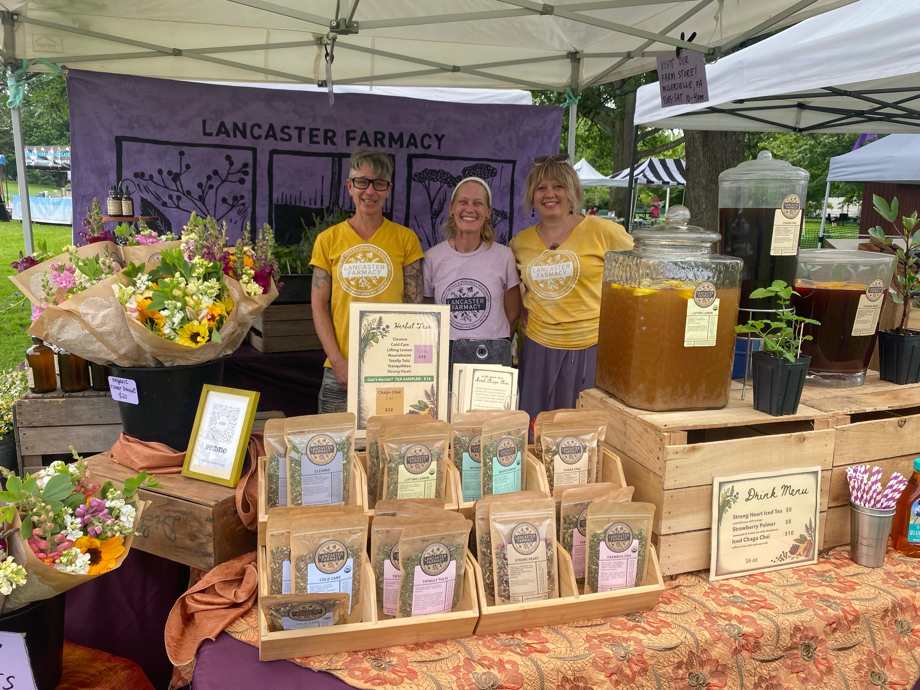 All set up @pavegfest today and Sunday 12-5pm at Buchanan Park!
We have our drink iced herbal teas and Chaga Chai, flower bouquets, potted herb plants, hydrosols, formulas and more!
We are at booth #64 next to @lancasterfarmfresh stop by and say hi!