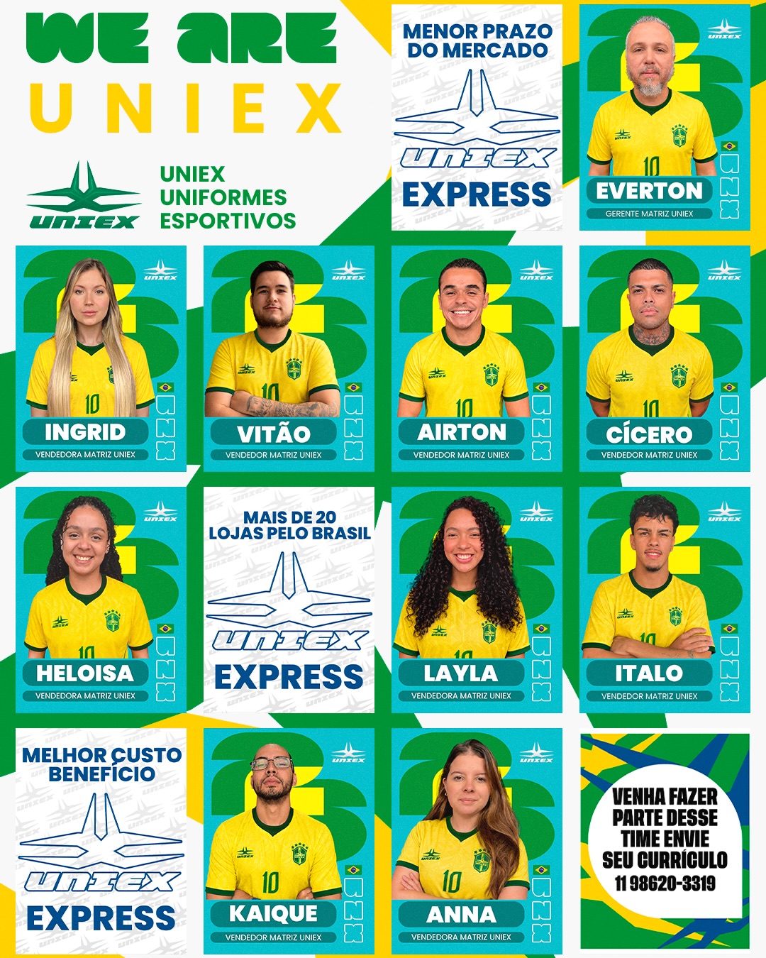 O álbum da nossa Seleção de Vendas já está completo por aqui! 🇧🇷📒
Acesse o link na BIO e vem fazer sua arte exclusiva com eles! 📲
#SejaOusado #UseUniex #AlbumDeFigurinhas #CopaDoMundo