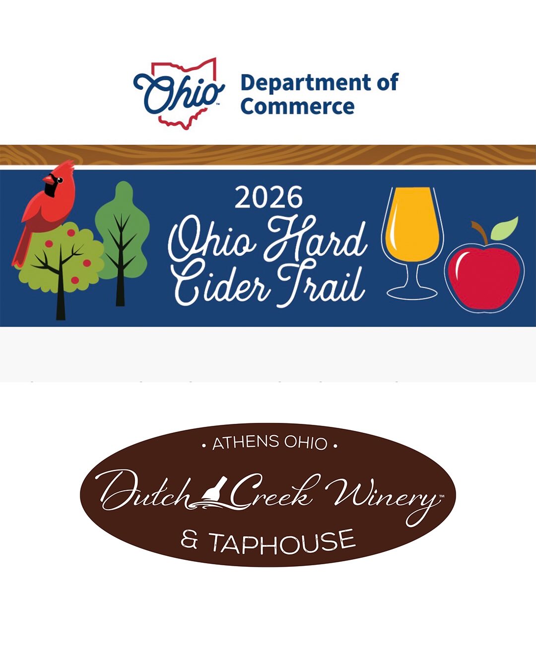 Raise a glass and explore Ohio ciders in honor of America’s 250th birthday. @dutchcreekwinery is proud to be a part of the 2026 Ohio Hard Cider Trail featuring our Baron’s Reserve hard cider in 6 different flavors from dry to sweet. Download your 250 Cider Trail passport at the Ohio Dept of Commerce website and enjoy hard cider from cider from across the state of Ohio. See link in bio.
#visitathensohio #250cidertrail #2026ohiohardcidertrail #dutchcreekwinery