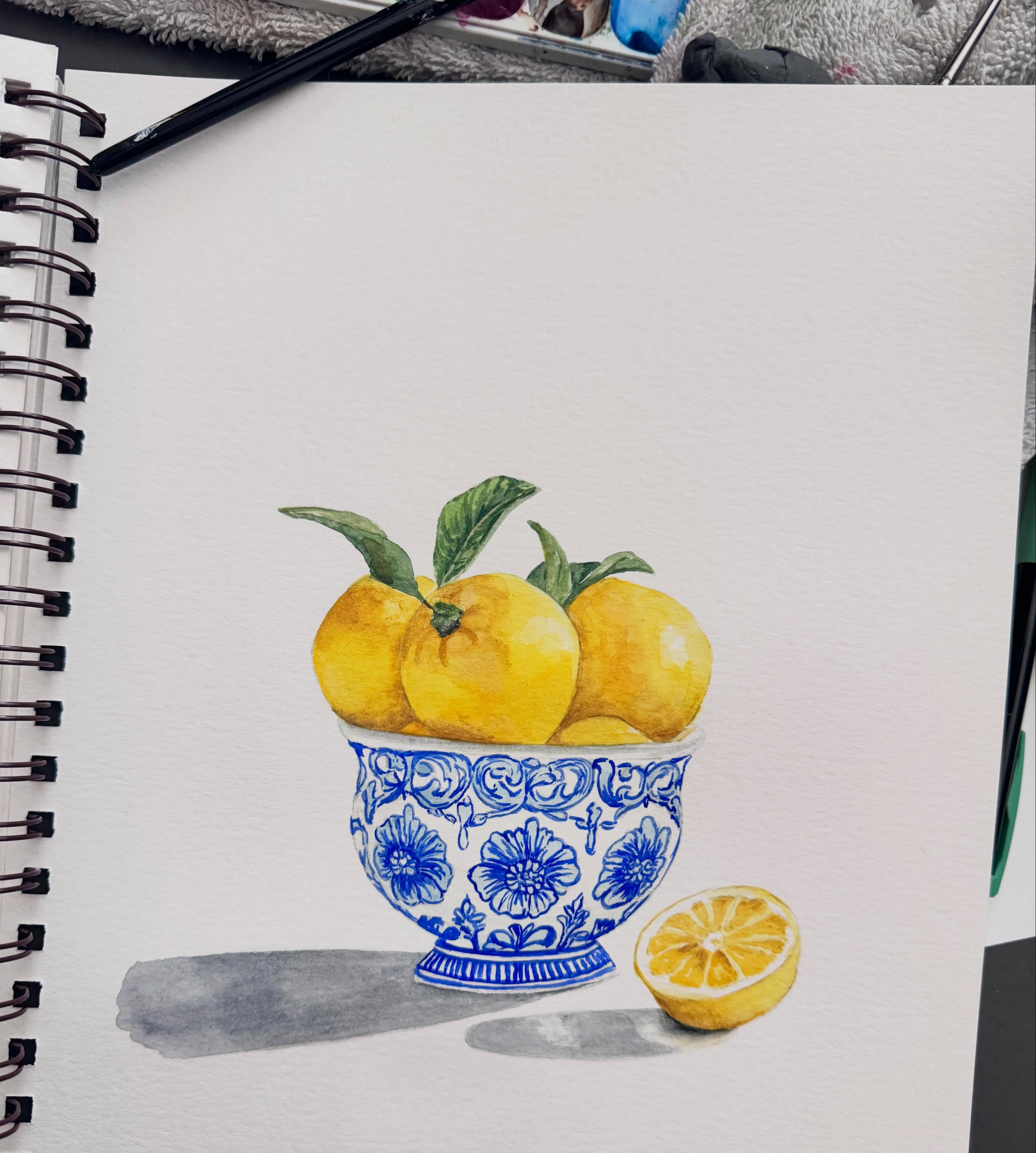🍋 Watercolor Class Tomorrow! 🍋
So excited to paint these bright lemons in the blue bowl!
Look at the details!
Join me tomorrow as we create this cheerful watercolor still life step-by-step. And maybe get yourself a snack too!