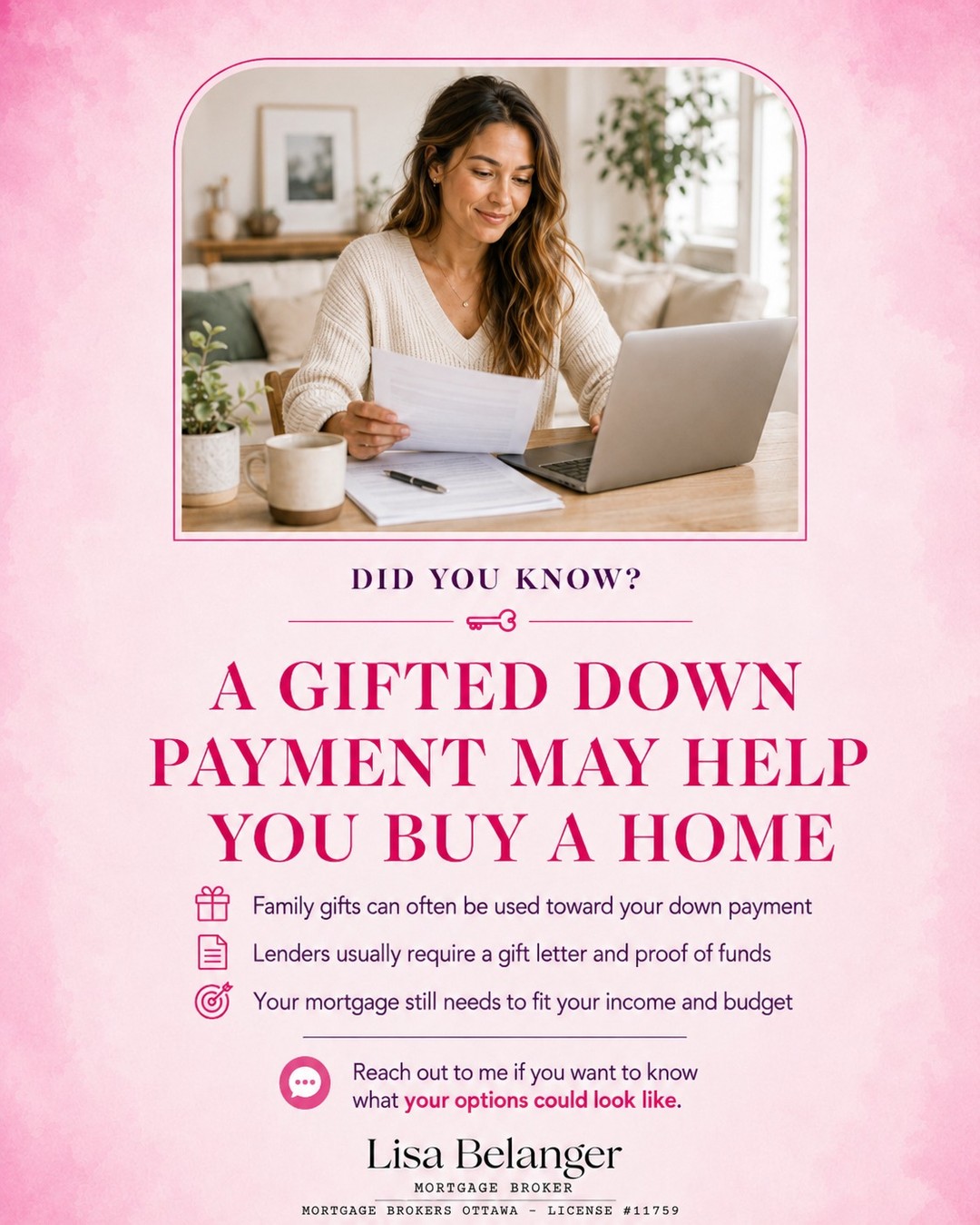 Did you know a gifted down payment may help you buy a home?
For many buyers, saving the full down payment can feel like one of the biggest hurdles. In some cases, a financial gift from an immediate family member may be used toward your down payment.
That said, lenders usually need clear documentation. This often includes a signed gift letter confirming the money does not need to be repaid, along with proof that the funds are available and properly transferred.
It’s also important to remember that even with a gifted down payment, your mortgage still needs to fit your income, credit, debts, and overall budget.
A gift can help with the upfront cost, but the lender still needs to make sure the mortgage is affordable for you long term.
Reach out to me if you want to know what your options could look like.
Follow me for more mortgage tips and updates!
#mortgagebroker #mortgage #realestate #ottawa #tips