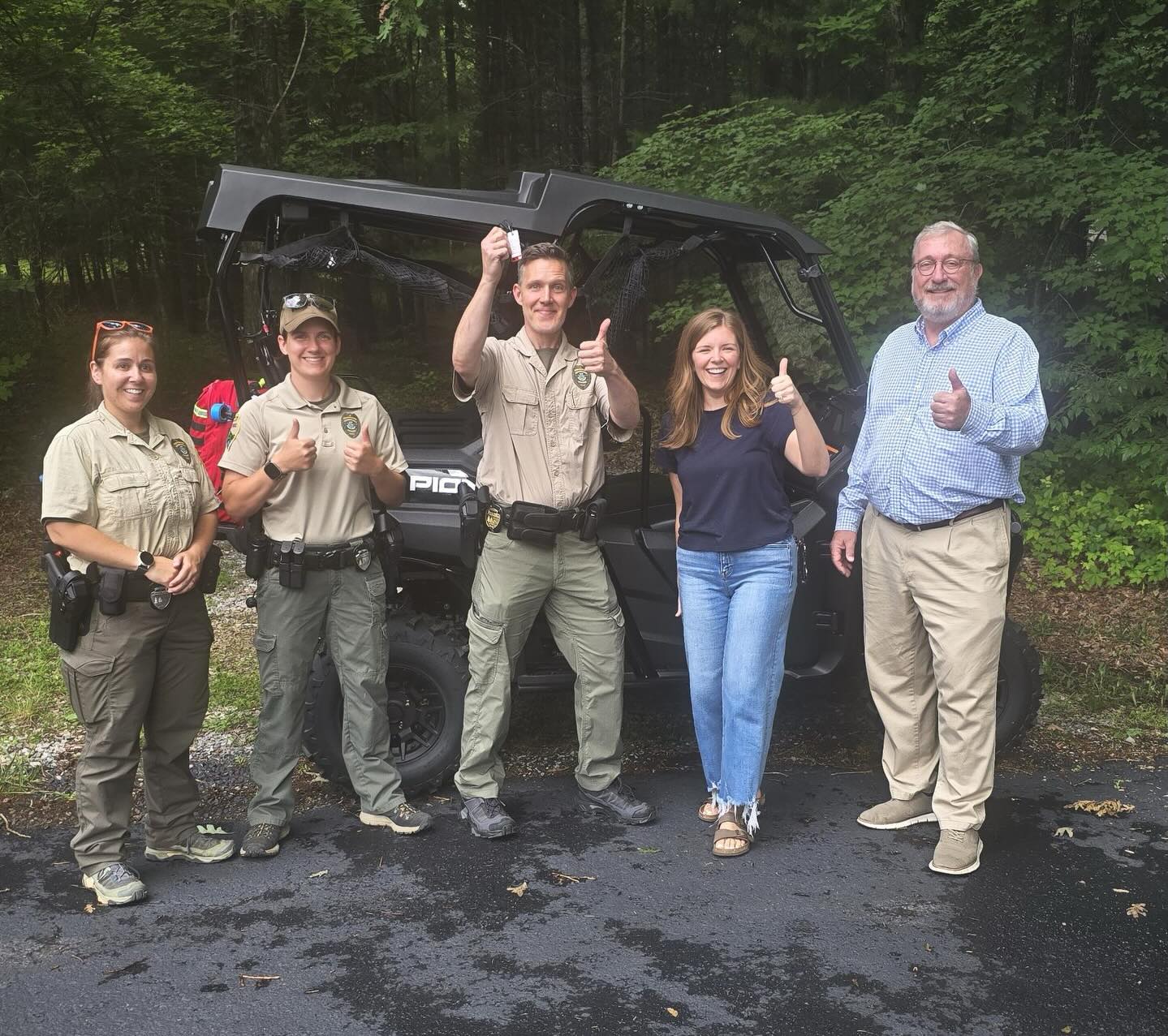 Fiery Gizzard State Park rangers recently received a new off-road side-by-side vehicle that will significantly enhance their ability to respond to emergencies, conduct searches, and protect park resources across the park’s rugged terrain.
Between July 2025 and April 2026, park rangers conducted 23 medical rescues, 16 searches for lost visitors, and assisted local authorities and the Tennessee Bureau of Investigation with two missing-person searches outside the park. Rangers estimate this vehicle could have provided critical support in at least half of those incidents, reducing response times and easing the physical demands of carrying equipment and injured visitors through remote areas.
This donation reflects the ongoing commitment of Friends of the Parks members and supporters to keeping our parks safe, accessible, and protected.
