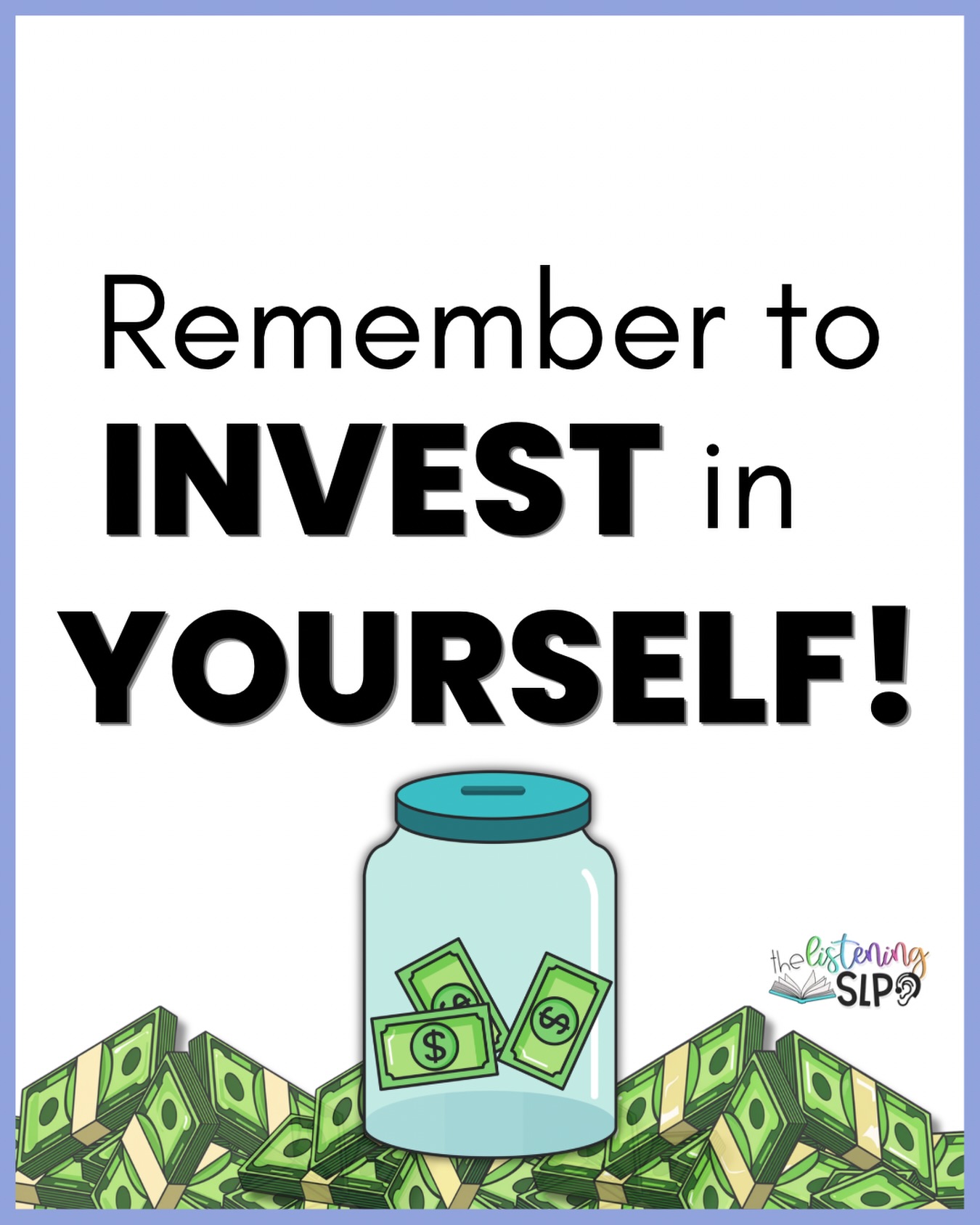 With summer(almost) here, it’s time we have an important conversation about investing in ourselves! 🫶🏾
Yes, invest in YOU!! As my girl Donna Summer points out, we work HARD for our money. Whatever your role is as speech therapist, educator, caregiver, and/ or parent, you invest SO MUCH into your patients, your students, your kids, and your loved ones.
That leaves the question of how much are we investing in ourselves? Do we even have anything to invest in ourselves? ⬇️
We have to prioritize and reclaim our time!
Ive struggled with this over the years. When I first started as an SLP I was such a workaholic. I was always buying toys, materials, working after hours so that I could invest in my clients. That left me with only a little time to invest in myself.
Is it still a struggle? SURE! Life will always have challenges. My mindset now is to be intentional with how I show up for SYDNEY. 💕
Here is my challenge for YOU:
✨For every person or thing you invest your time in, make sure to add to your own cup! That could be money, self-care, professional development, or whatever you want!
How are you planning to invest more in yourself?
•
•
•
#slpeeps #speechlanguagepathology #selflove #slpgradstudent #charlottenc