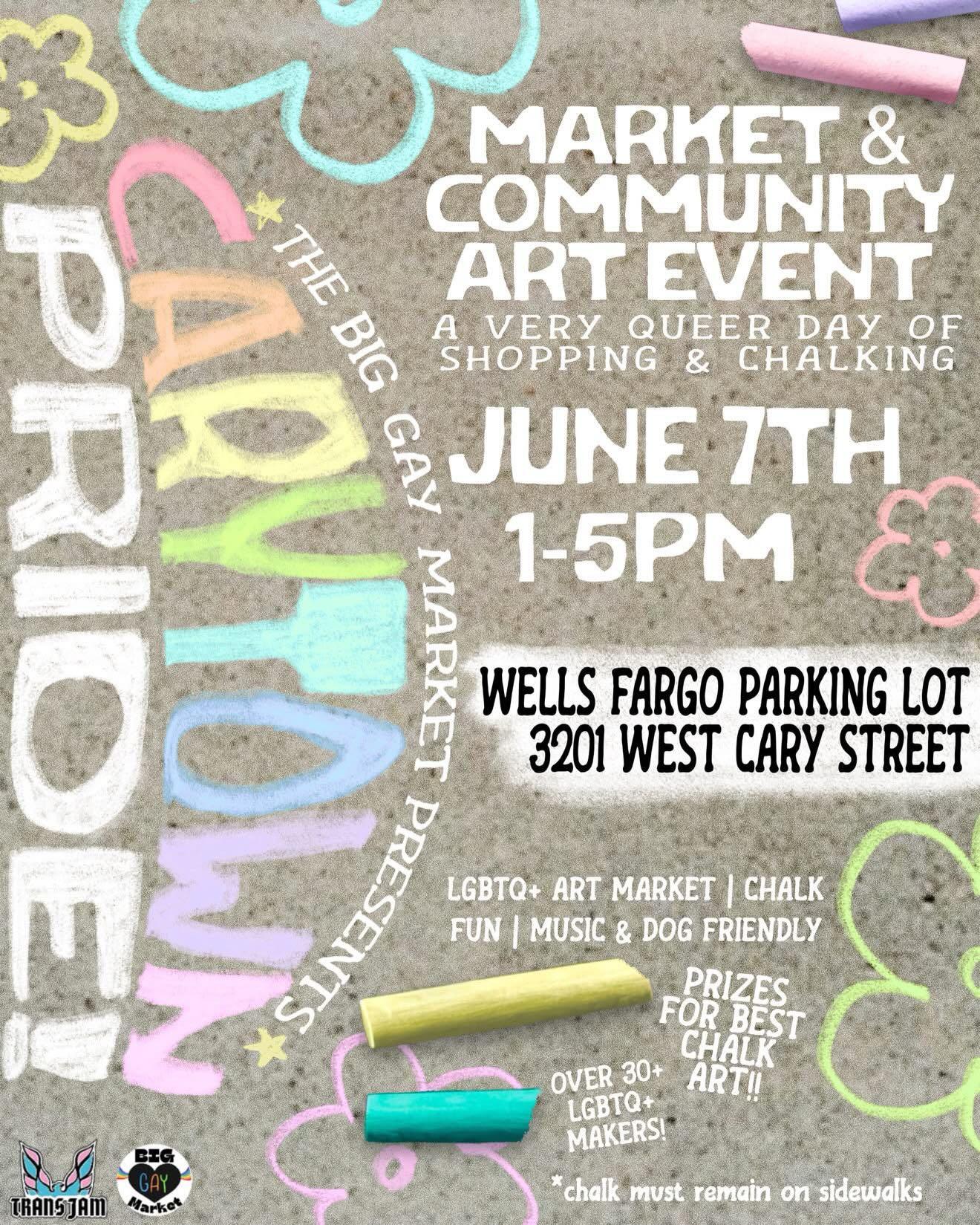 š³ļøāšTHIS SUNDAY!!!š³ļøāš
CARYTOWN PRIDE + CHALK UP THE TOWN IS Happening: June 7th, 1-5pm!
Join @biggayrva Big GAY Market and local businesses in spreading messages of LGBTQ+ pride, kindness, and joy as we chalk up the sidewalks of Carytown!
Do some local shopping with over 30 local LGBTQ+ artists, and enjoy enjoy tasty eats & treats!
Find Chalk at the following businesses participating with us:
@beastiesrva
@worldofmirth
@sugartwine
@shelflifebooksrva
@babesofcarytown
@minglewoodbakeshop
@oneeyedjacques
@plan9music
@dogmarva
@ladlesandlinenskitchenshoppe
@fuelpumprva
@thecozyjournalstore
@bbgbbooks
@silverbramblejewelry
@spiceandtea.richmond
@thebachcarytown
@glassboatrva
@prevent_a_litter āØ
Enter their contest for Best Chalk Art! Full contest details at TransJamRVA.org
IMPORTANT NOTES:
ā¢Please ONLY draw on sidewalks. Do not draw on private property!
ā¢Please refrain from offensive language or hate symbols.
ā¢CHALK only! Do not use anything that may stain or damage property.
Come OUT and celebrate PRIDE Month in Carytown, this Sunday, June 7th!!!