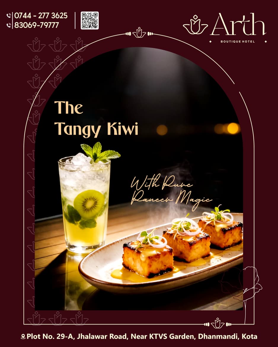 ✨🥝 A burst of tangy freshness paired with pure culinary magic! 🍽️
Sip on The Tangy Kiwi and indulge in flavors crafted to delight every palate. A perfect blend of refreshing drinks and exquisite dining awaits at Arth Boutique Hotel.
📍 Plot No. 29-A, Jhalawar Road, Near KTVS Garden, Dhanmandi, Kota, Rajasthan
📞 0744-277 3625 | 83069-79777
🌐 www.arthboutiquehotel.com
.
.
#ArthBoutiqueHotel #TheTangyKiwi #FoodAndBeverage #KiwiMocktail #TasteTheMagic #FineDining #FoodLovers #MocktailLove