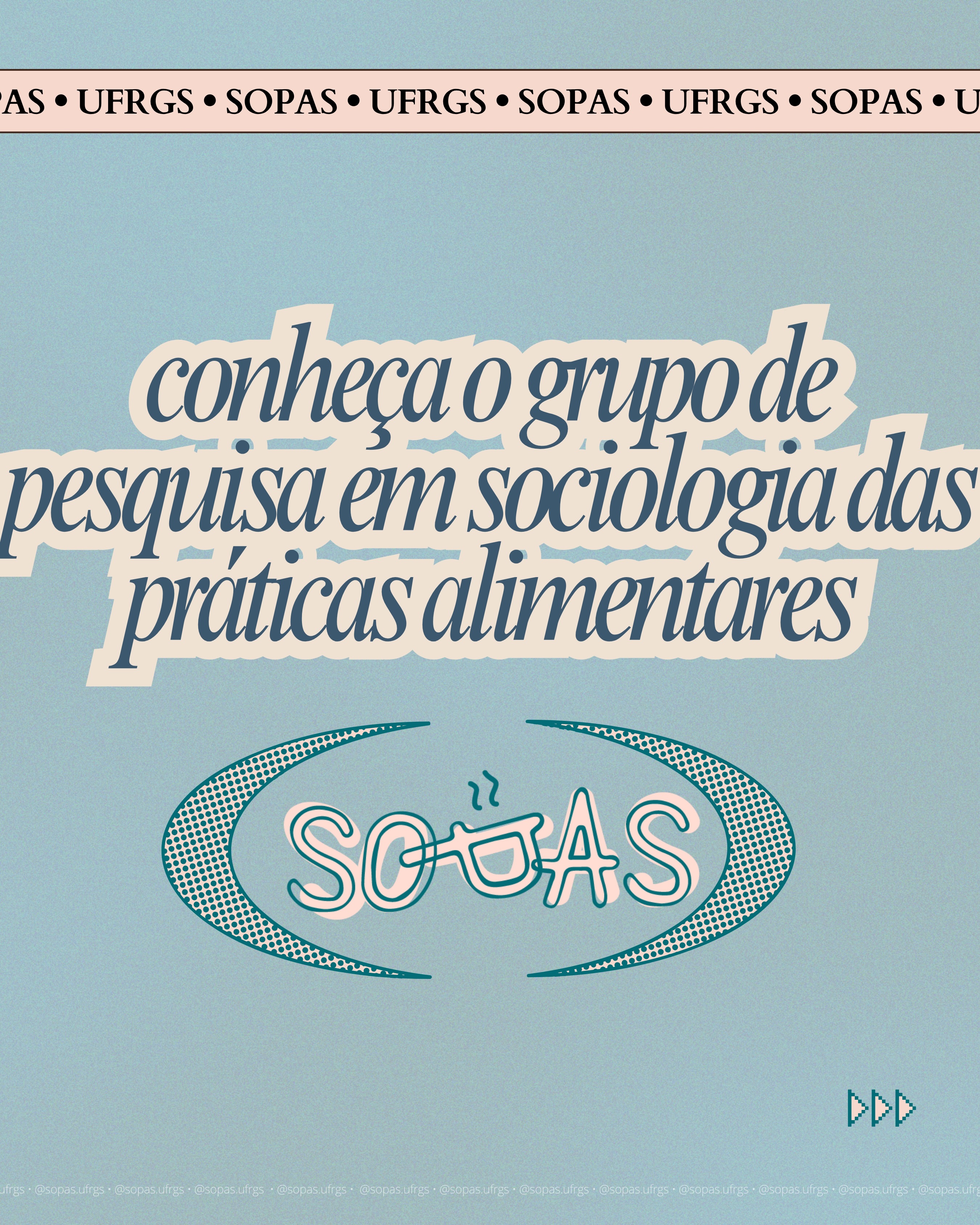 Você conhece o SOPAS?
Resolvemos fazer um post de apresentação para quem está chegando por aqui :)
Somos um grupo de pesquisa que reúne pesquisadoras interessadas em compreender as transformações dos sistemas alimentares contemporâneos.
Por aqui, compartilhamos pesquisas, projetos, eventos, publicações e reflexões sobre os desafios e as possibilidades que envolvem a alimentação.
Arrasta para o lado para conhecer mais sobre o grupo!
Continue nos acompanhando.
Os links importantes ficam sempre na bio 😌☝🏻