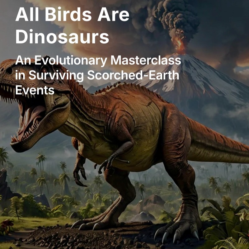 For the June 2026 edition of Solid Ground, I reexamine the relationship between two of our most beloved and mythical creatures: dinosaurs and birds. It’s a mind-bending rearrangement of our worldview and an evolutionary masterclass in surviving scorched-earth events, perfect perspective for this particularly catastrophic-seeming historical moment. Besides, don’t we all love birds and dinosaurs?
https://rubygonewild.substack.com/p/all-birds-are-dinosaurs
#birds #dinosaurs #nonfiction