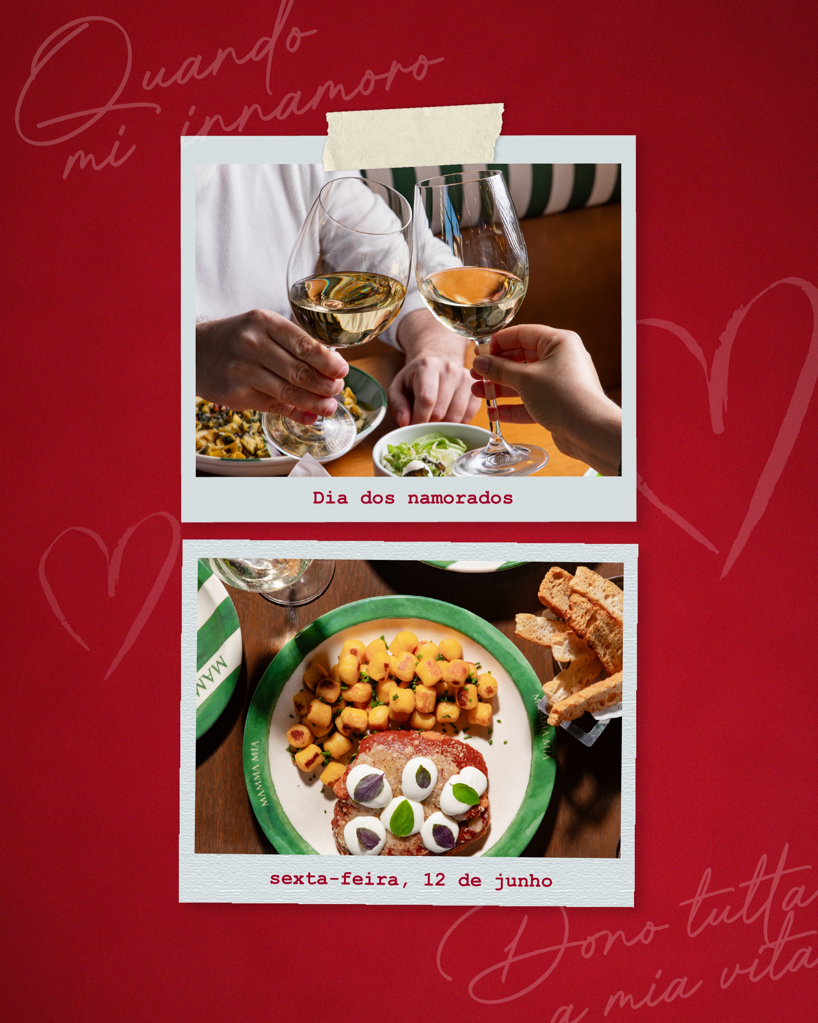 Neste Dia dos Namorados, reserve um momento para estar junto de quem faz parte das suas melhores memórias.
No Mamma Mia, preparamos uma experiência especial para celebrar a data à mesa, com sabores que acompanham histórias e criam novos momentos para lembrar.
Garanta sua reserva pelo link da bio.