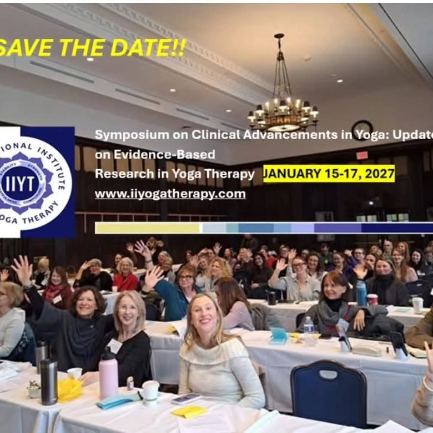 SAVE THE DATE: Symposium on Clinical Advancements of Yoga: Updates on Evidence-Based Research in Yoga Therapy
International Institute of Yoga Therapy's annual Symposium on Clinical Advancements of Yoga will be held January 15-17, 2027 at the University of Michigan in Ann Arbor, MI.
This event provides health care professionals, yoga therapists, and interested individuals working in related health care organizations a forum for exploring challenges and efficacy relating to current and emerging clinical applications of yoga as indicated by evidence-based research in yoga therapy. The program provides a format encouraging debate, dialogue, and fellowship, and at the conclusion of the event, attendees will be able to utilize up-to-date, evidence-based information and research to effectively integrate yoga into health care practices and therapy. Our past Symposiums featured presentations such as:
--"Zero to Thrive: Clinical Research in Yoga Therapy for At Risk Populations" with Maria Muzik, MD
-- "An Investigation of Current Research of the Use of Yoga Therapy Breathing Techniques as an Aspect of Multimodule Care for Post-Stroke Symptom Management" with Clinical Extern R. Mikol
--"Evidence-Based Research in Cancer Pain Management: Health Care Diversity in Oncology and Yoga: Are They a Good Fit?" with Eleanor Walker, MD,
among many other lectures, movement sessions, small group discussions, Q&A panels, and much more!
To learn more about the Symposium on Clinical Advancements of Yoga, please visit our website at iiyogatherapy.com. Additional information, including how to register for the 2027 Symposium, will be shared in the coming months as the event approaches.
To stay up to date on all of IIYT's future programming, courses, events, and announcements, please make sure to follow us on Facebook and Instagram!
#Yoga #YogaTherapy #YogaCommunity #IIYT
