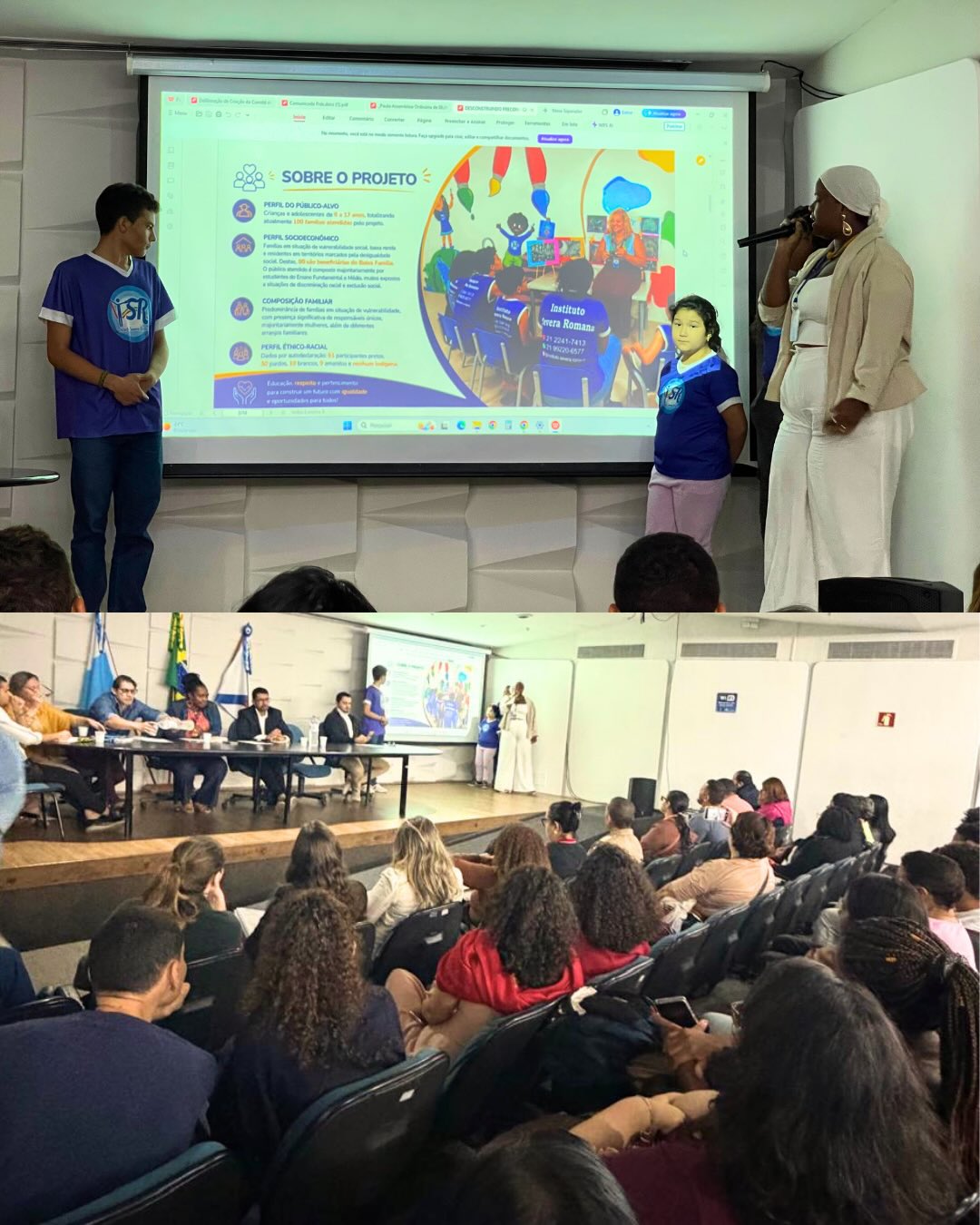 O Instituto Severa Romana apresentou aos participantes da Assembleia Ordinária do @cmdcario o Projeto Desconstruindo Preconceito, desenvolvido por meio do Edital 30/2024 – Eixo 4: Enfrentamento à Violência Racial.
A iniciativa promove ações voltadas ao enfrentamento da violência racial, contribuindo para a redução de práticas discriminatórias, a valorização da diversidade étnico-racial e o fortalecimento de uma cultura baseada no respeito, na equidade e na justiça social.
Durante a apresentação, também foi realizada uma exposição das atividades desenvolvidas pelo projeto, proporcionando aos participantes um panorama das ações, experiências e impactos alcançados junto ao público atendido.
Seguimos comprometidos com o desenvolvimento de ações que incentivam a cidadania, a participação social e a transformação de realidades, fortalecendo a convivência respeitosa e a igualdade de oportunidades para todos.
#InstitutoSeveraRomana #ISR #CMDCARio #DesconstruindoPreconceito #EnfrentamentoAoRacismo
