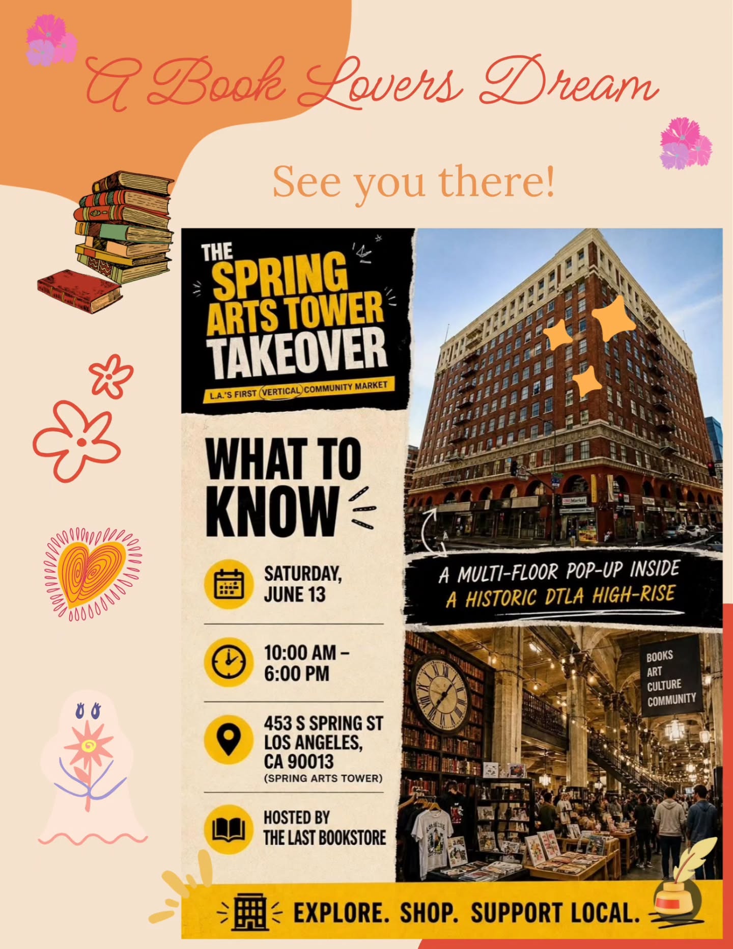Books! Authors! Vintage fun & more 🤗📚📻💫😎
This Saturday, June 13th 🌟
🙂 Shop. Explore. Support Local 💖
One day only 🗓 Don't miss out!
📍DTLA
453 S. Spring St.
Los Angeles 90013
See you there!
#communityevent
#supportlocal
#booksandauthors
#vintageshopping
#saturdayfun